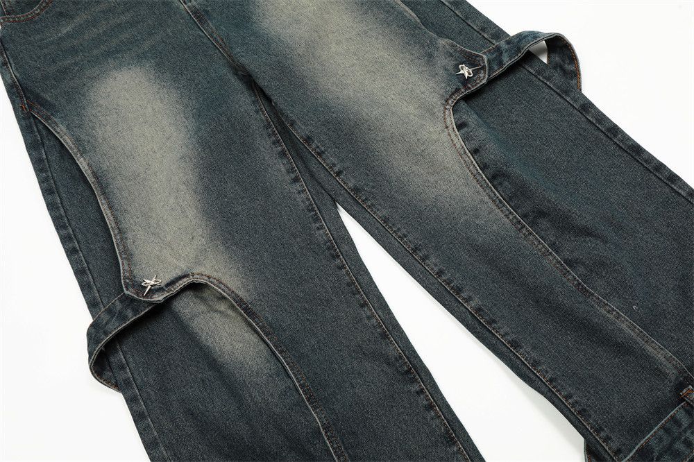 Japanese Brand × Jean Men's loose trendy patchwork jeans with metal buttons Size US 34 / EU 50 - 6 Thumbnail