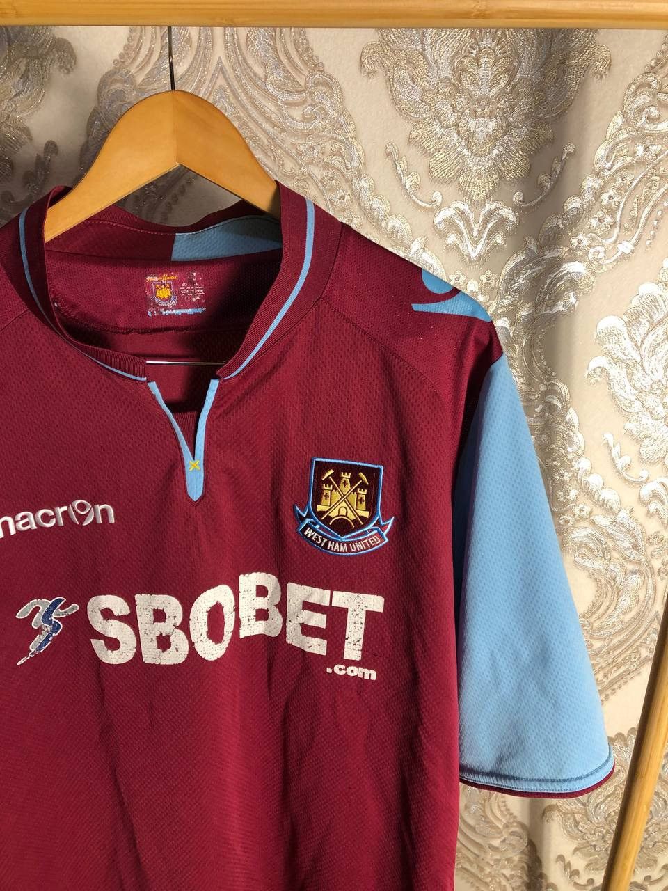 Vintage VERY RARE MACRON FC WEST HAM UNITED ENGLAND SOCCER JERSEY 90 Size US XXL / EU 58 / 5 - 2 Thumbnail