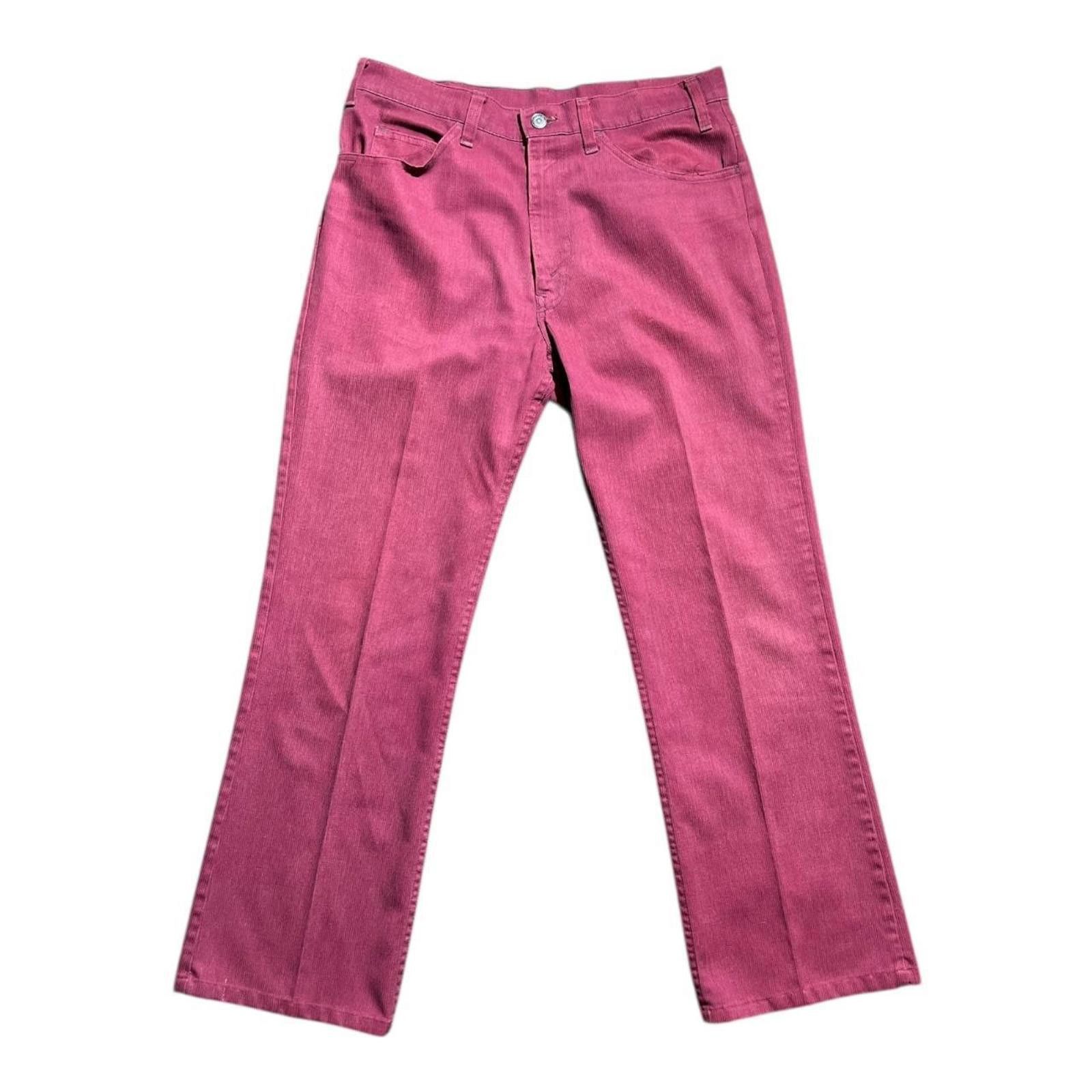 Levi's VTG 70s Levis Sta Prest 646 Big E Pants Burgundy corduroy Size US 32 / EU 48 - 3 Thumbnail