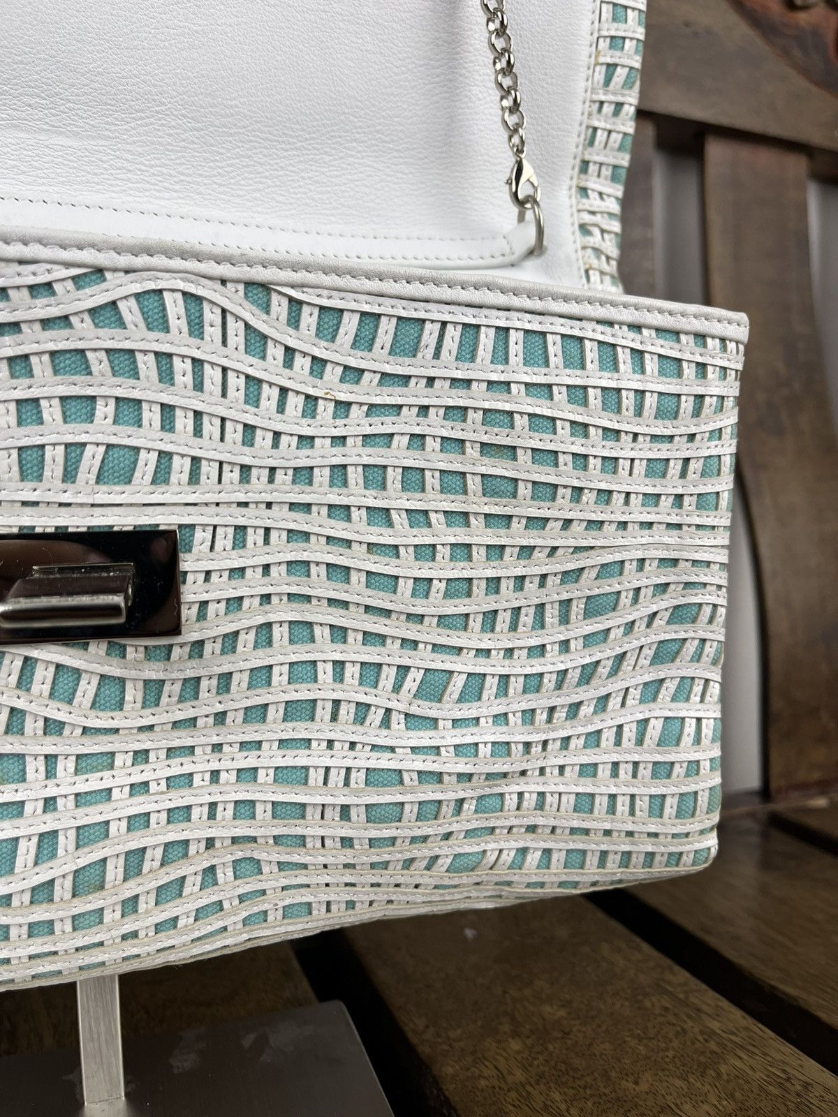 Designer × Tiffany & Co. Tiffany & Co Latice On Linen Flip Lock Shoulder / Clutch Bag Size ONE SIZE - 9 Thumbnail