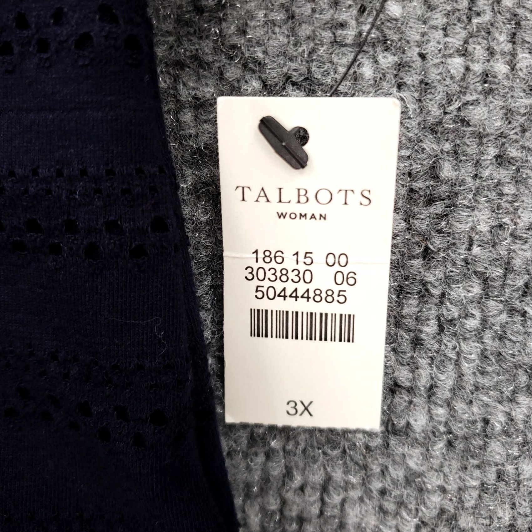 Talbots Talbots Blouse Shirt Womens 3X Blue Eyelet 3/4 Sleeve Pullover Casual Stretch Cotton Blend Spandex Size XXL / US 16-18 / IT 52-54 - 3 Thumbnail