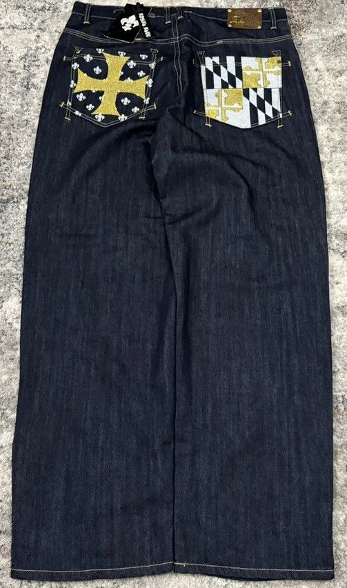 Vintage Vintage y2k Royal blue Cybergoth cross baggy wide leg jeans Size US 38 / EU 54 - 1 Preview
