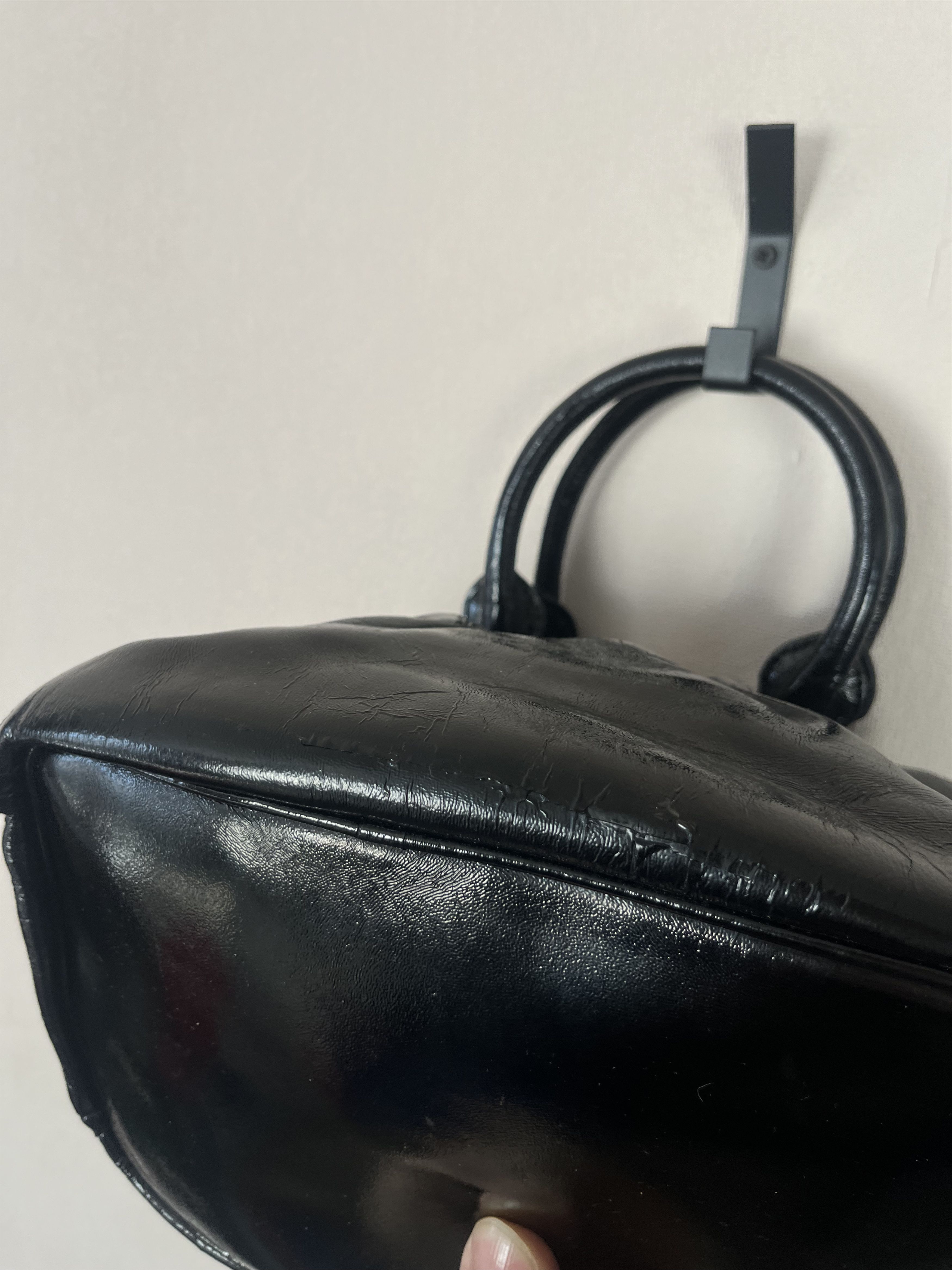 Just Cavalli Just Cavalli Black Patent Leather Satchel Bag Top Handle Size ONE SIZE - 10 Thumbnail