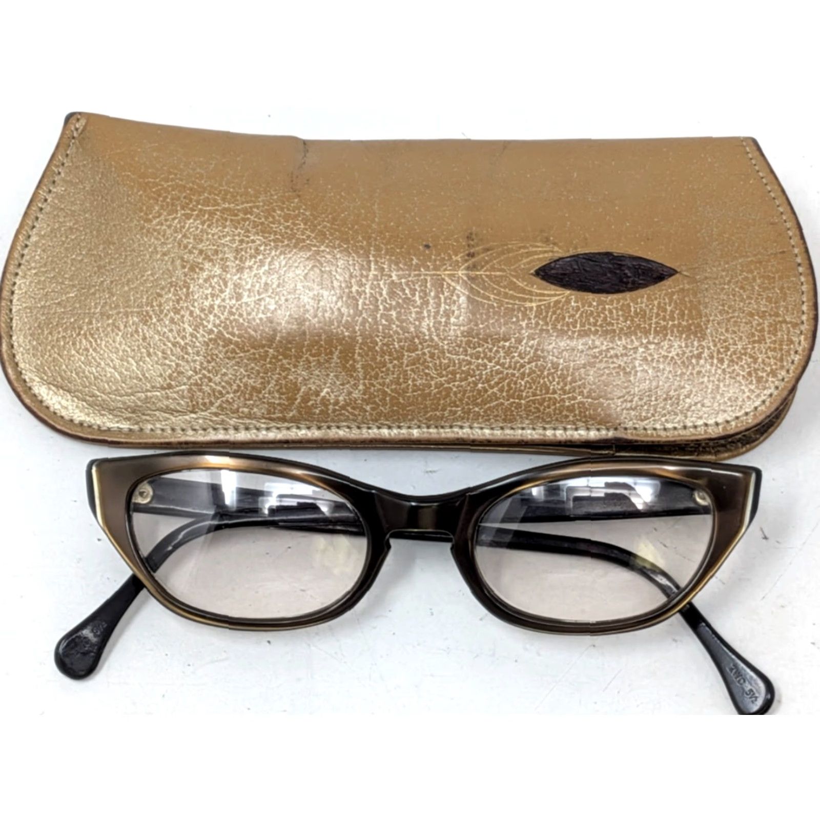 MCM VINTAGE ZWC Cat Eye Eyeglasses 5 1/2 Brown Black Plastic Glasses with Case Womens 1950s MCM Size ONE SIZE - 2 Thumbnail