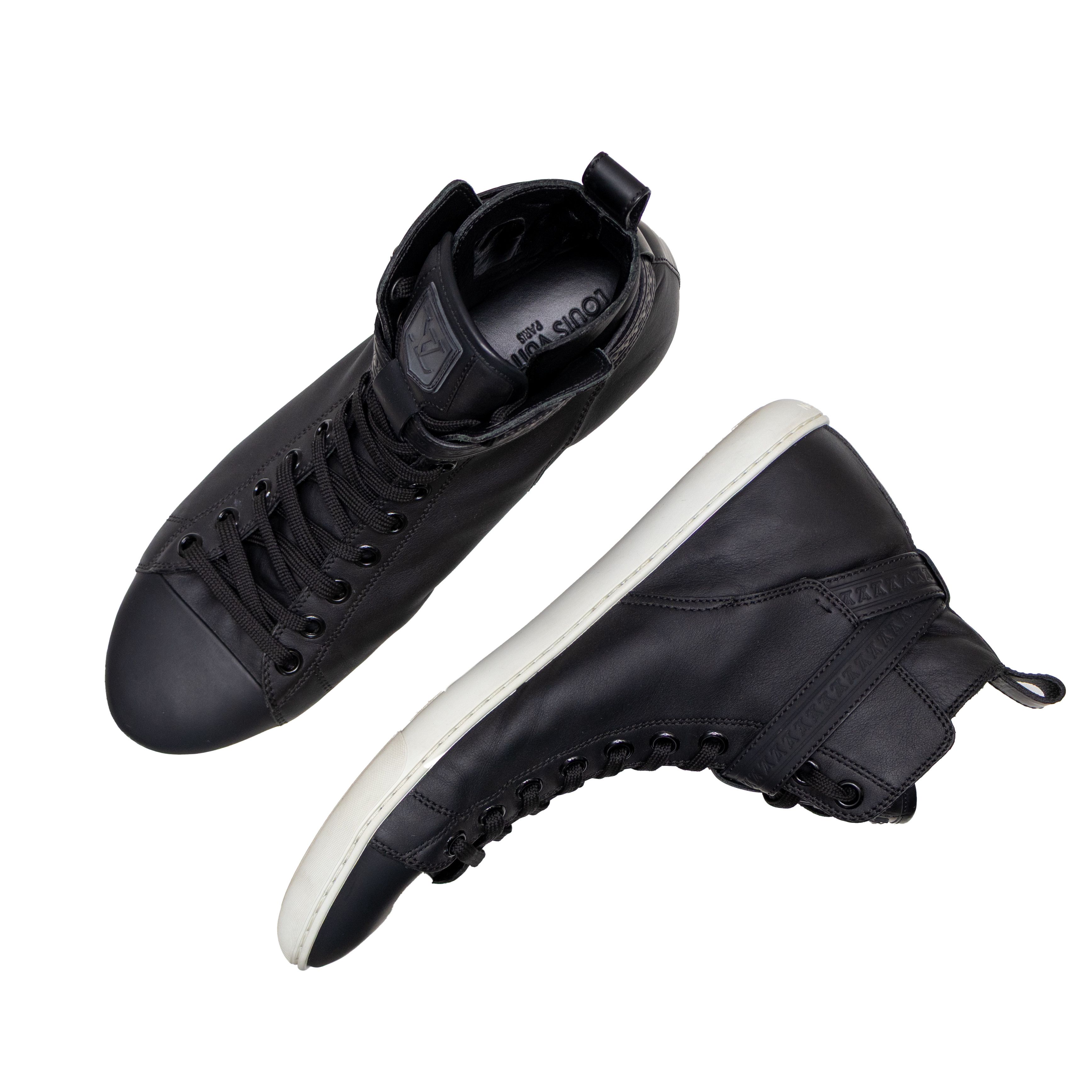 Louis Vuitton Louis Vuitton Falcon High Top Sneakers Black Leather Trainer Size US 9 / EU 42 - 7 Thumbnail