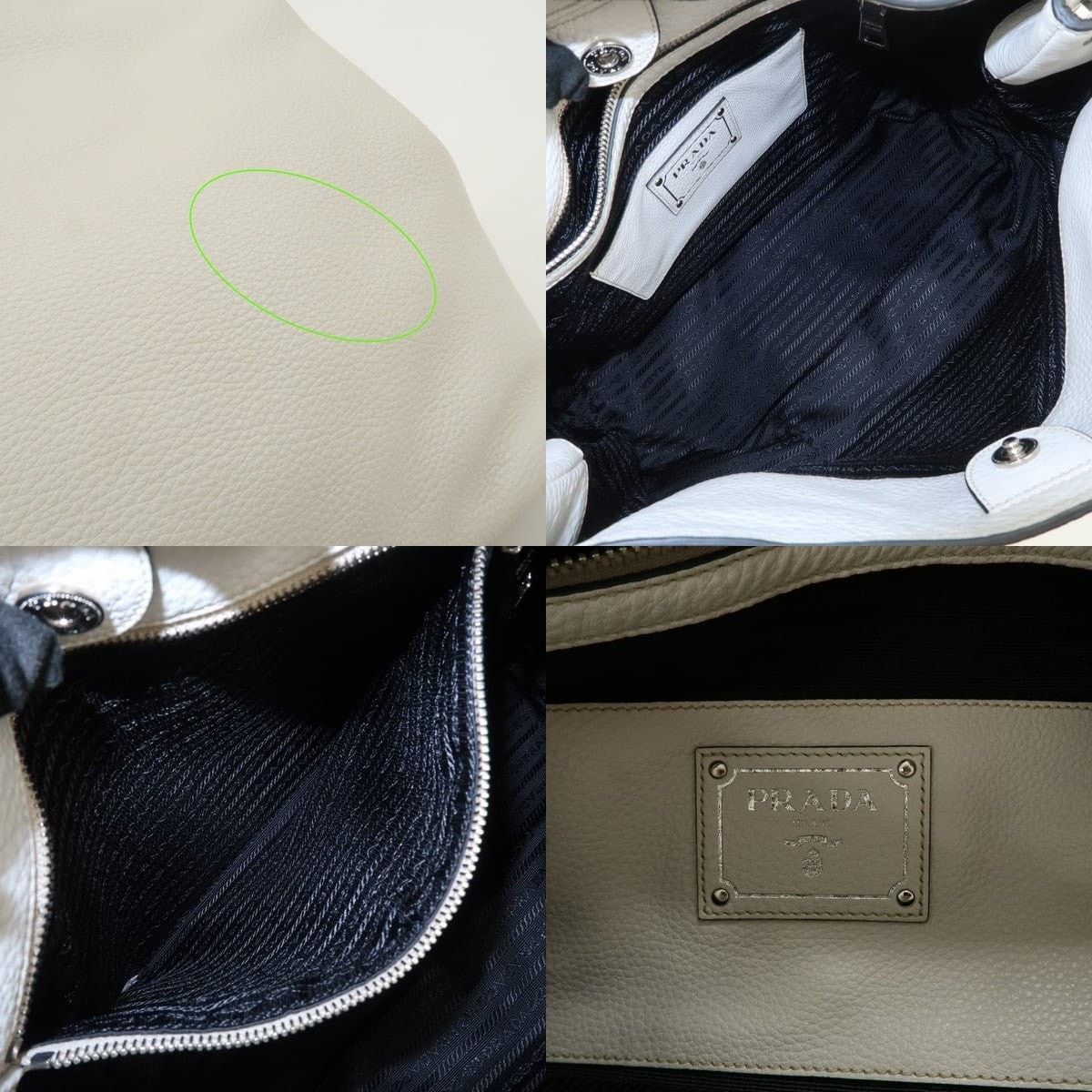 Prada Prada Triangle Logo Leather Shoulder Bag White Size ONE SIZE - 7 Thumbnail