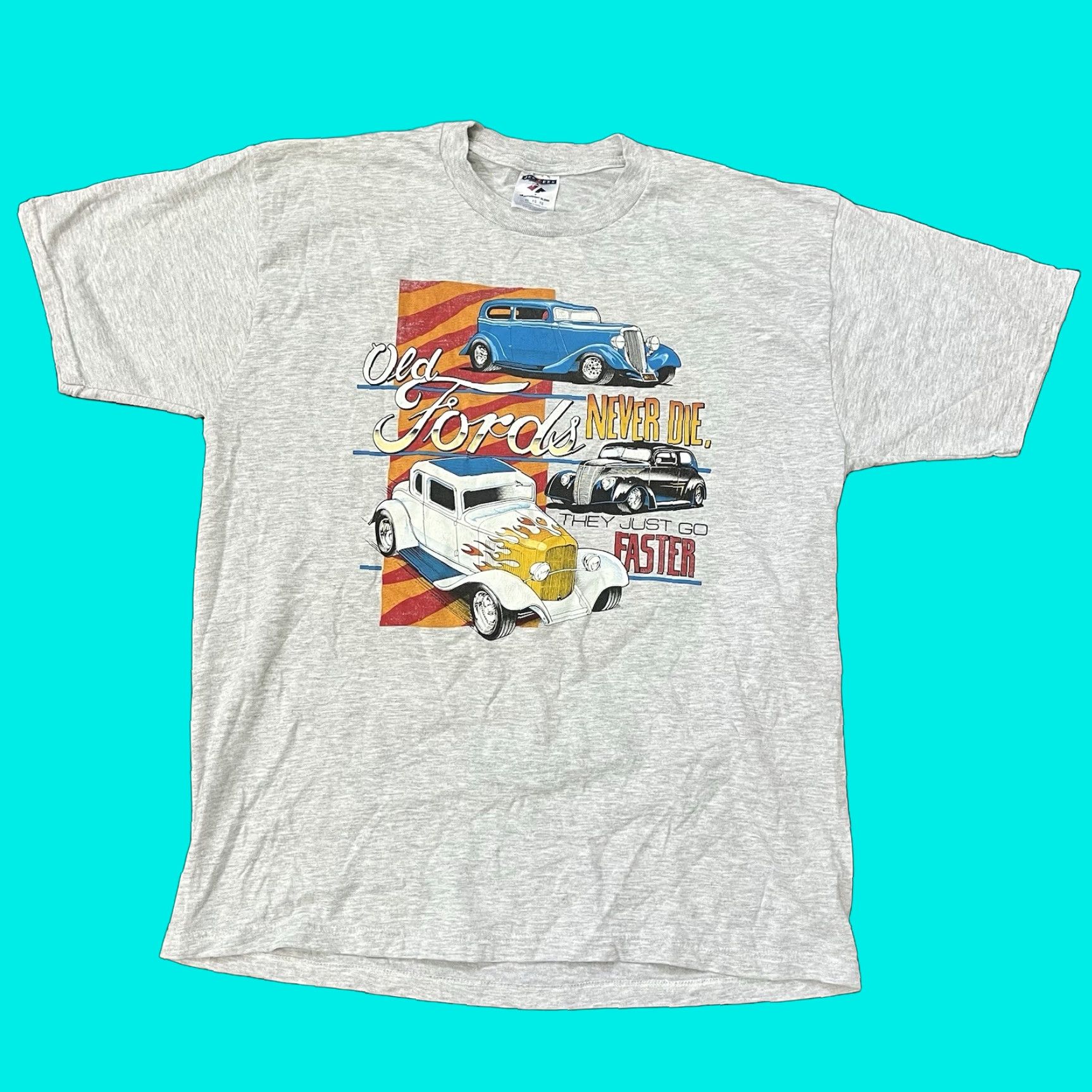 Jerzees VINTAGE Ford T-Shirt Mens XL Street Hot Rod Car Show Racing 90s Ratfink Lowrider Nike Size US XL / EU 56 / 4 - 1 Thumbnail