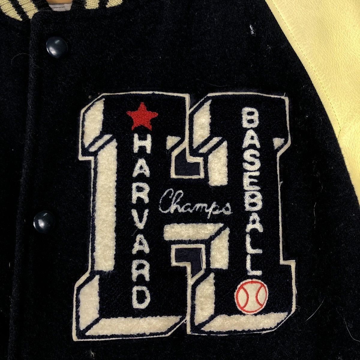 Vintage 🔥VINTAGE VARSITY JACKET LEATHER JUMPER HAVARD BASEBALL Size US L / EU 52-54 / 3 - 17 Thumbnail
