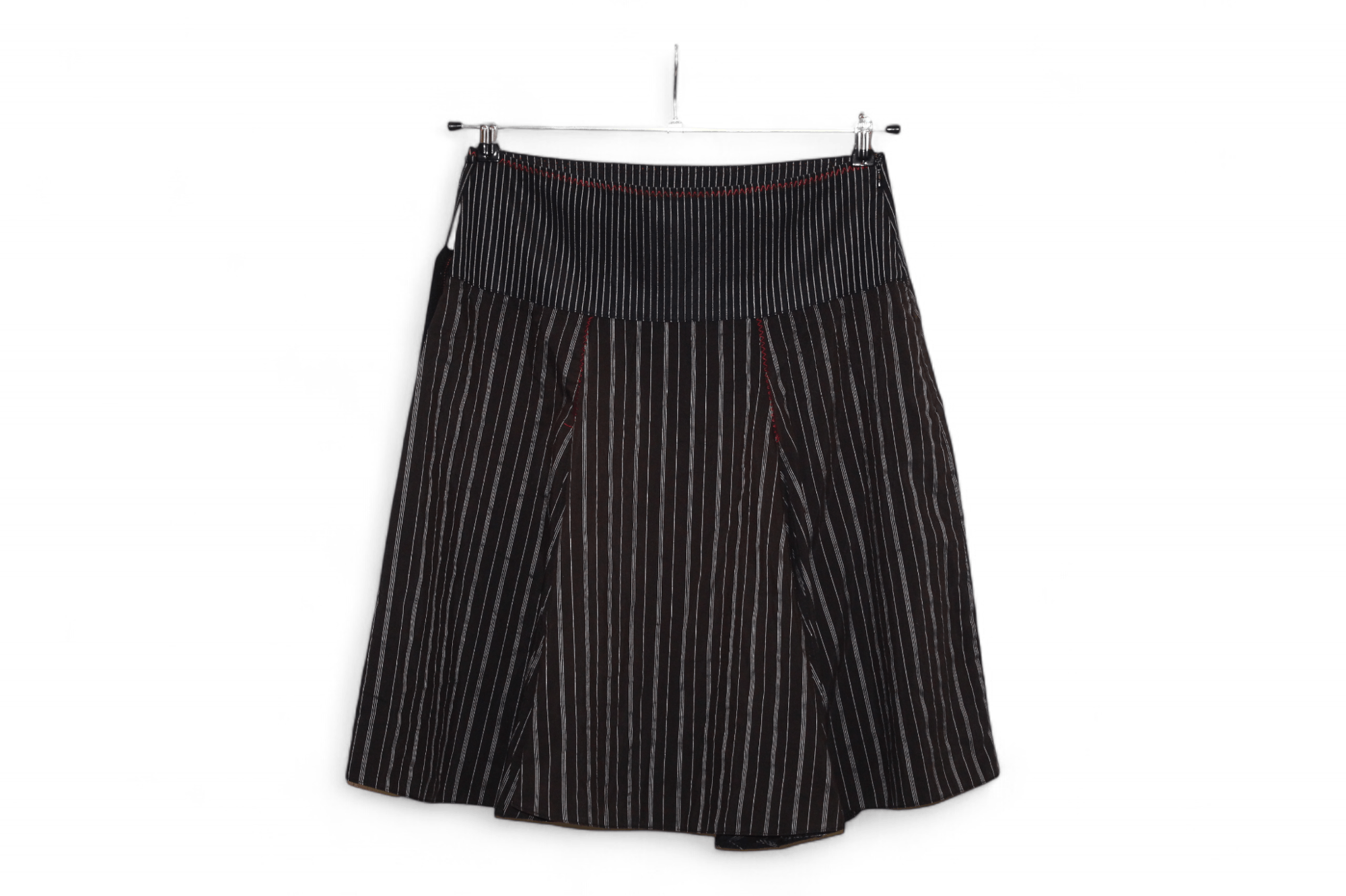 Vintage Vtg Double Jeu Lemon 05 Silver Stripes Pleated Skirt Size 30" / US 8 / IT 44 - 6 Thumbnail