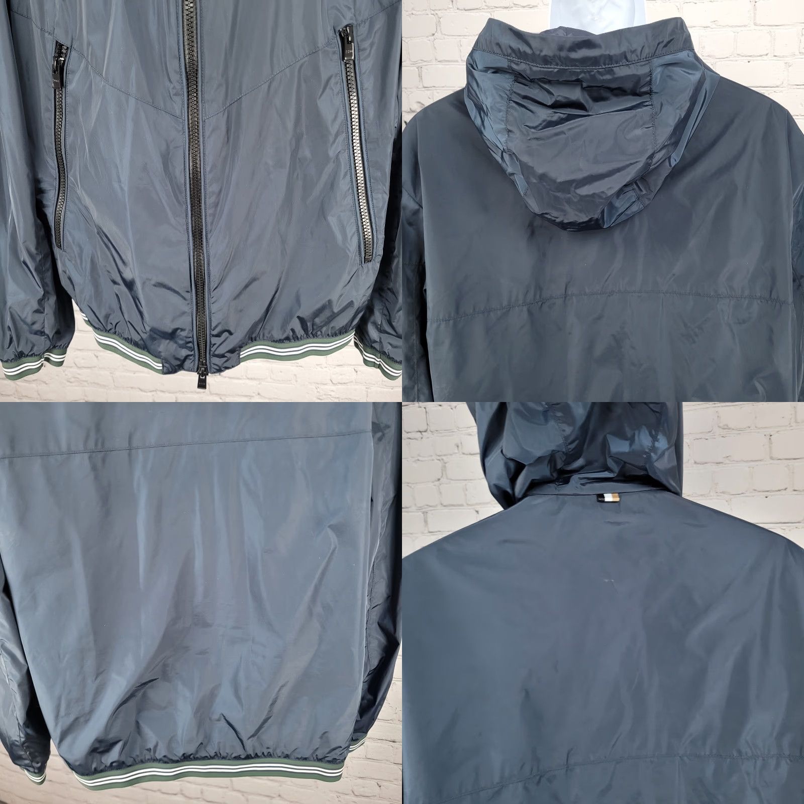 Vintage Boss Jacket Mens 44R Navy Hooded Lightweight Full Zip Inner Pocket Windbreaker Size US S / EU 44-46 / 1 - 8 Thumbnail