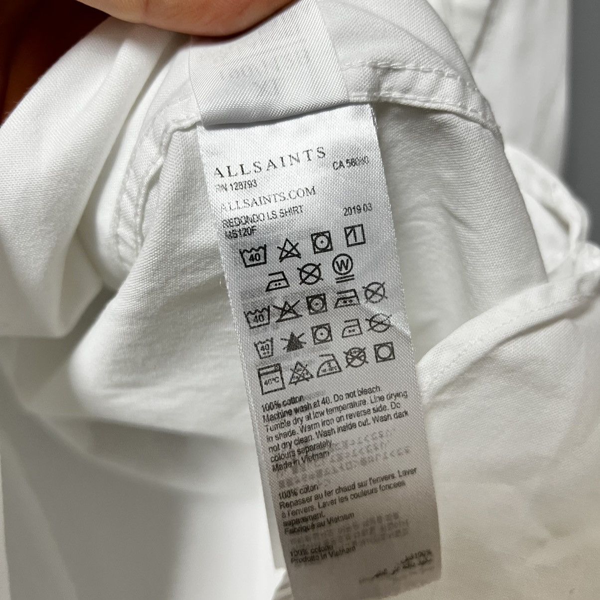 Allsaints Allsaints Shirt White Long Sleeve size XL Size US XL / EU 56 / 4 - 10 Thumbnail
