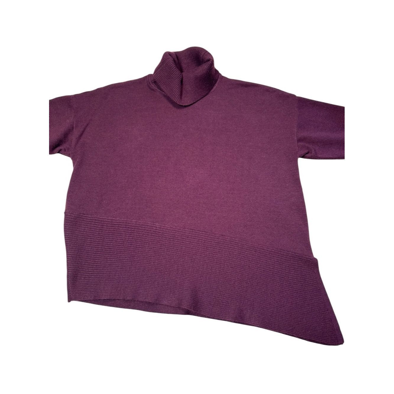 Chicos Chico's Plum Asymmetric Cowl Neck Tunic Sweater Size 4 US X Size XXL / US 16-18 / IT 52-54 - 3 Thumbnail