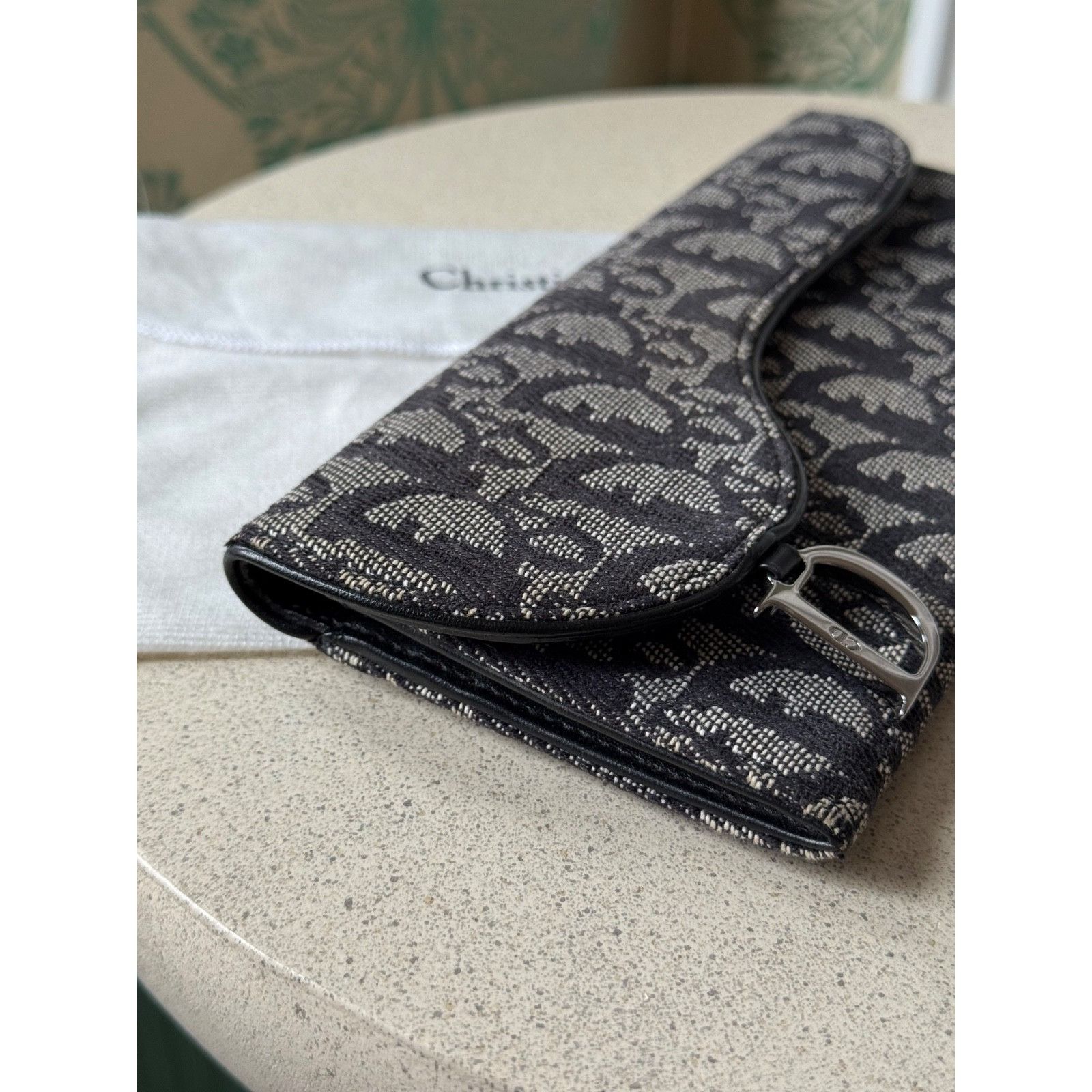 Dior DIOR Saddle Long Wallet Oblique Jacquard Navy Grey Size ONE SIZE - 11 Thumbnail