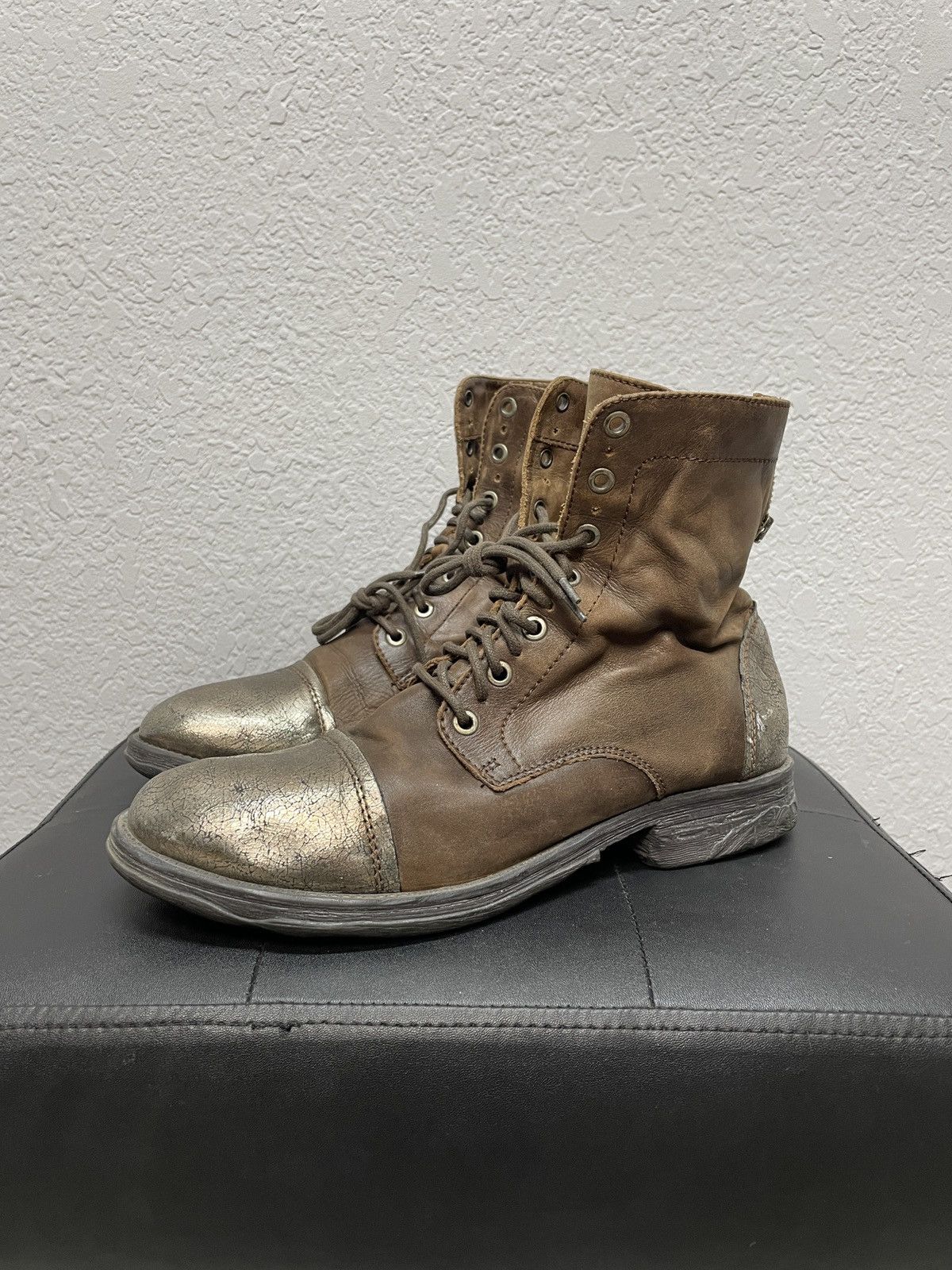 If Six Was Nine Vintage Italian AS 98 Rick Owens Style Leather Biker Boots Size US 8.5 / EU 41-42 - 3 Thumbnail
