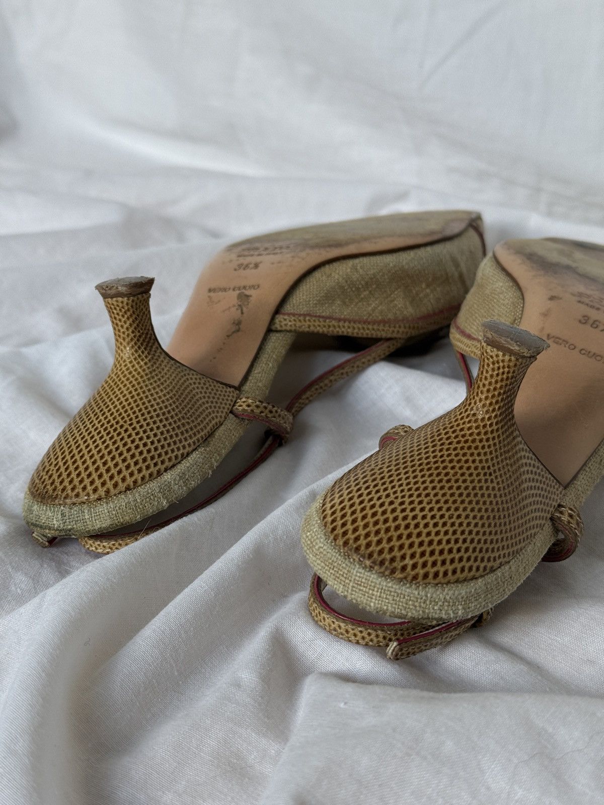 Prada Prada Cloth Beige Buckle Mules Kitten Heels Size US 6.5 / IT 36.5 - 9 Thumbnail