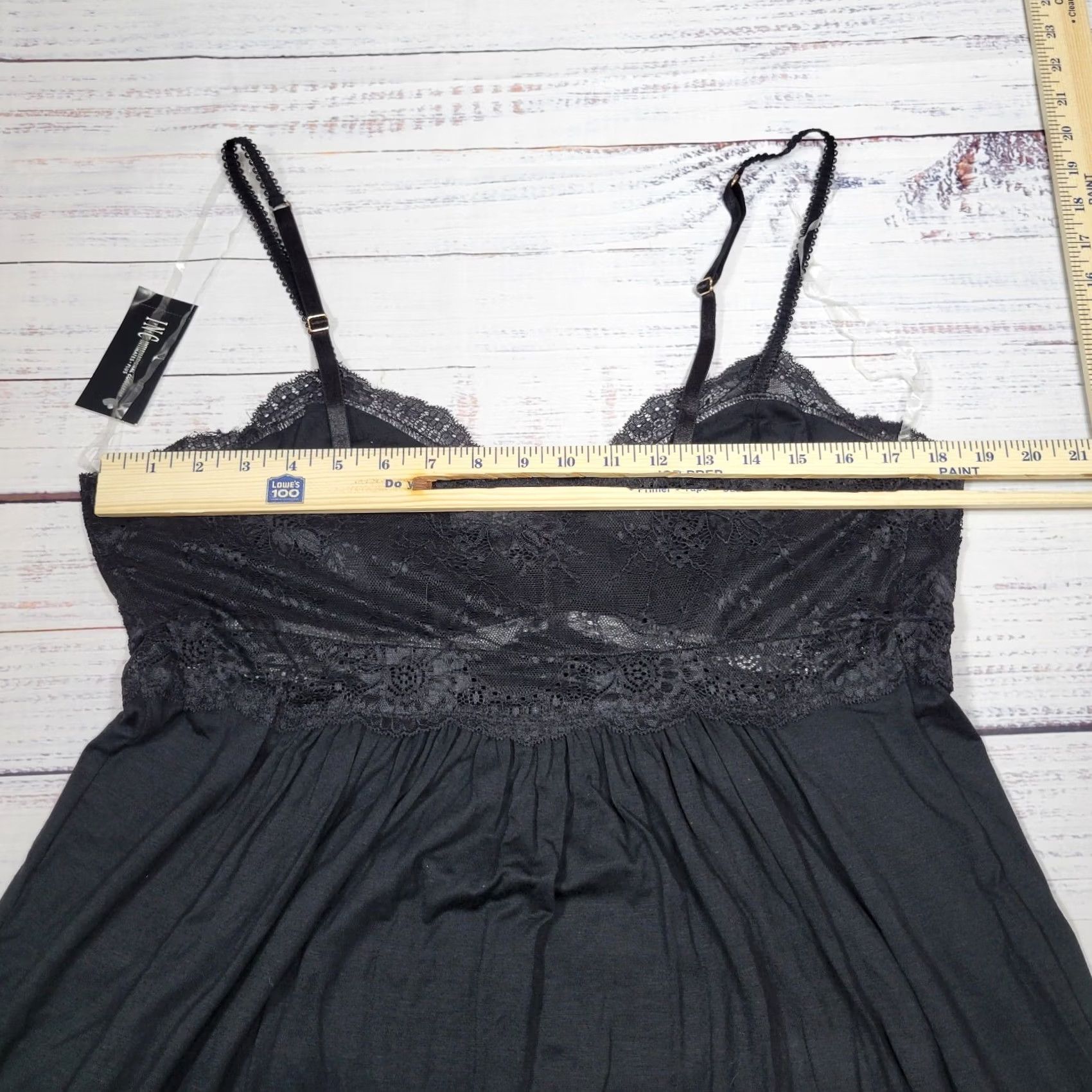 Vintage INC International Concepts Plus Black Lace Sexy Nightgown Stretchy Rayon 1X Size ONE SIZE - 2 Thumbnail