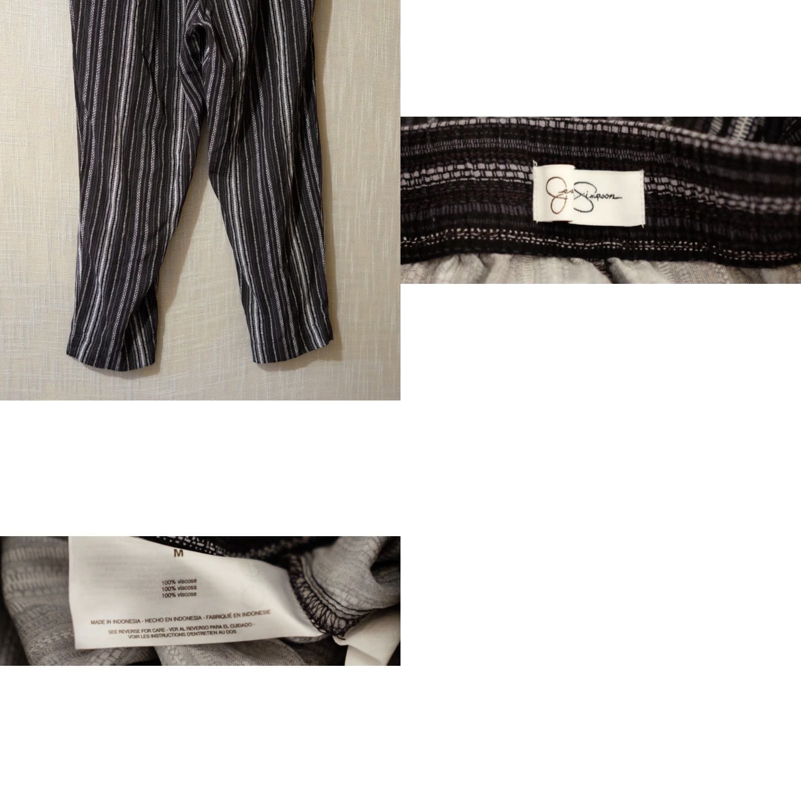 Jessica Simpson Jessica Simpson Capri Pants Womens M Black/White Striped Pull-On Casual Shorts-Style Capris Size ONE SIZE - 8 Thumbnail