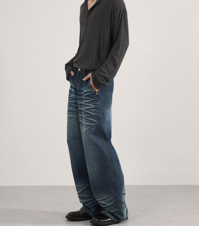 Japanese Brand American loose men's whisker curved jeans Size US 32 / EU 48 - 3 Thumbnail