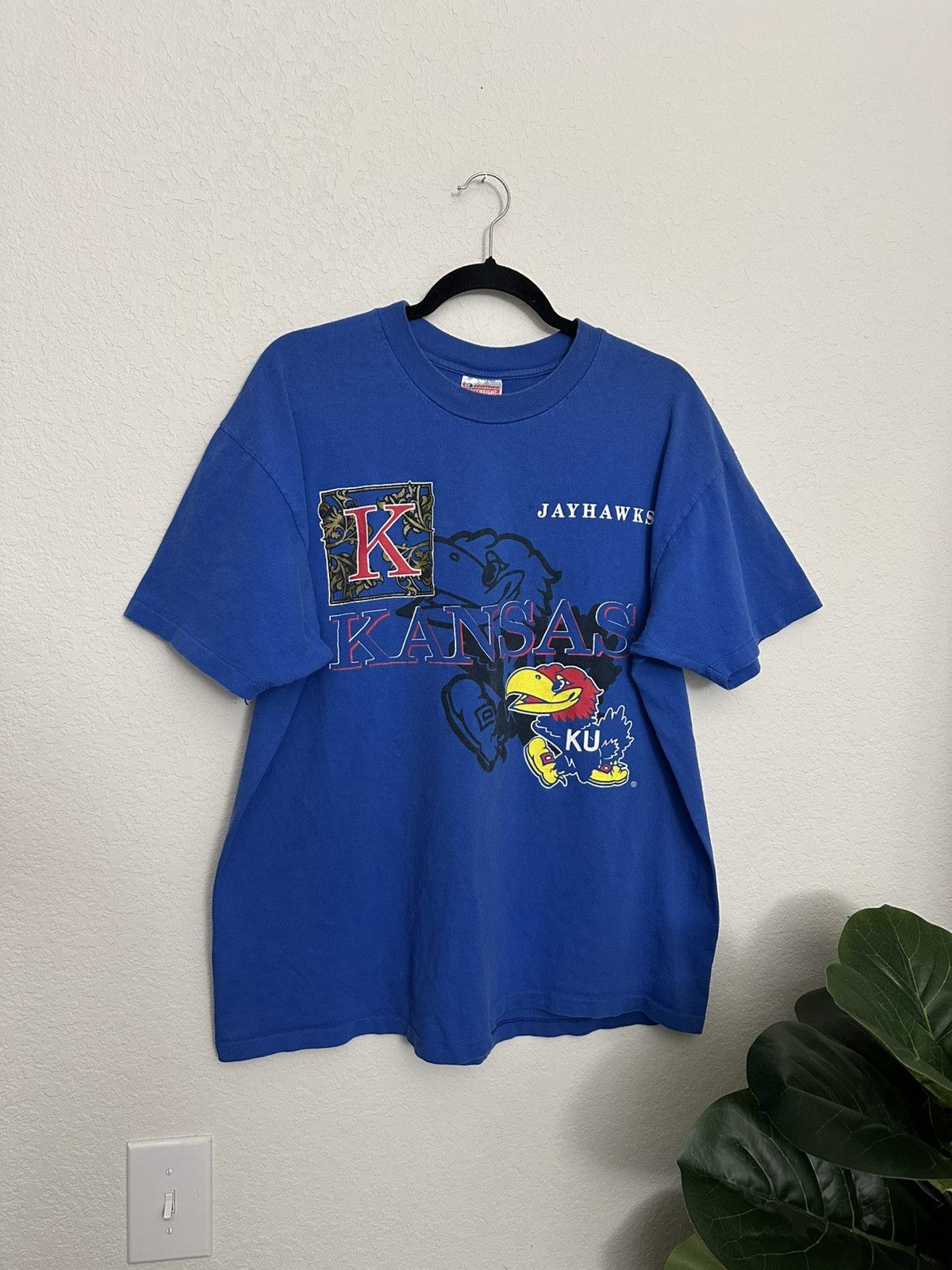 NCAA × Vintage Vintage 90s Kansas Jayhawks KU Single Stitch Tshirt XL Size US XL / EU 56 / 4 - 2 Thumbnail