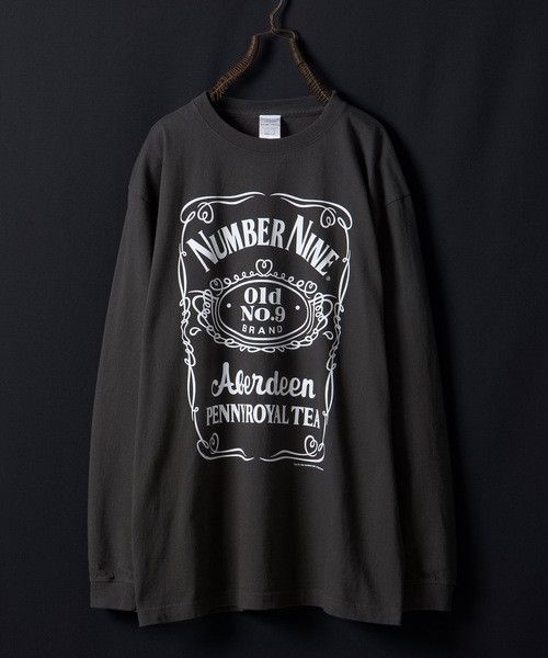 image of Number N Ine Number Nine Jack Daniels Old 9 L/s T-Shirt in Charcoal, Men's (Size XL)