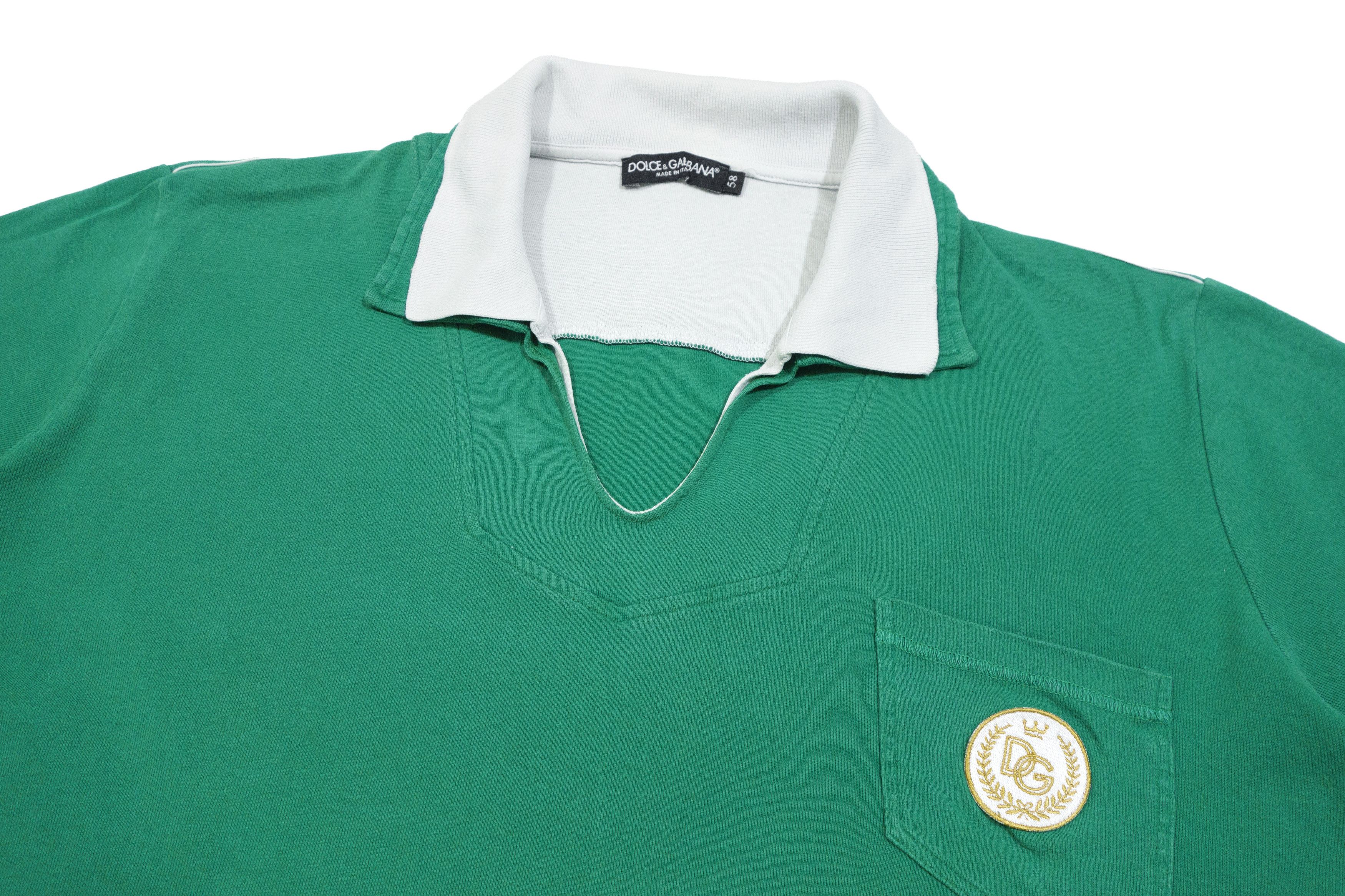 Dolce & Gabbana Logo Patch Pocket Double Collar V-notch Neckline Polo Retro Size US XXL / EU 58 / 5 - 2 Thumbnail