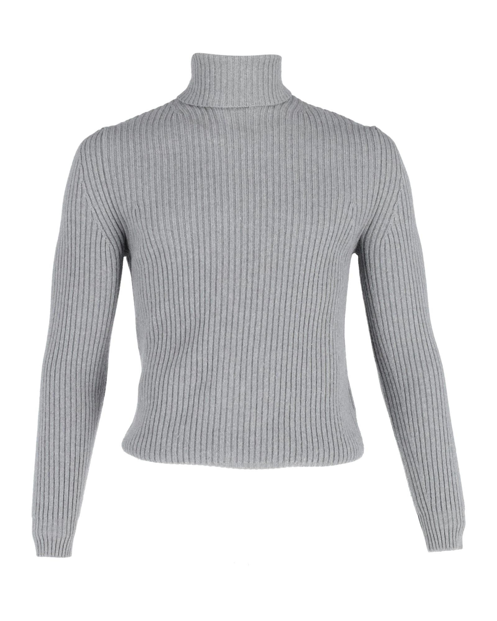 Image of Gray Wool Ribbed Roll Neck Sweater By Tom Ford in Grey, Men's (Size XS)