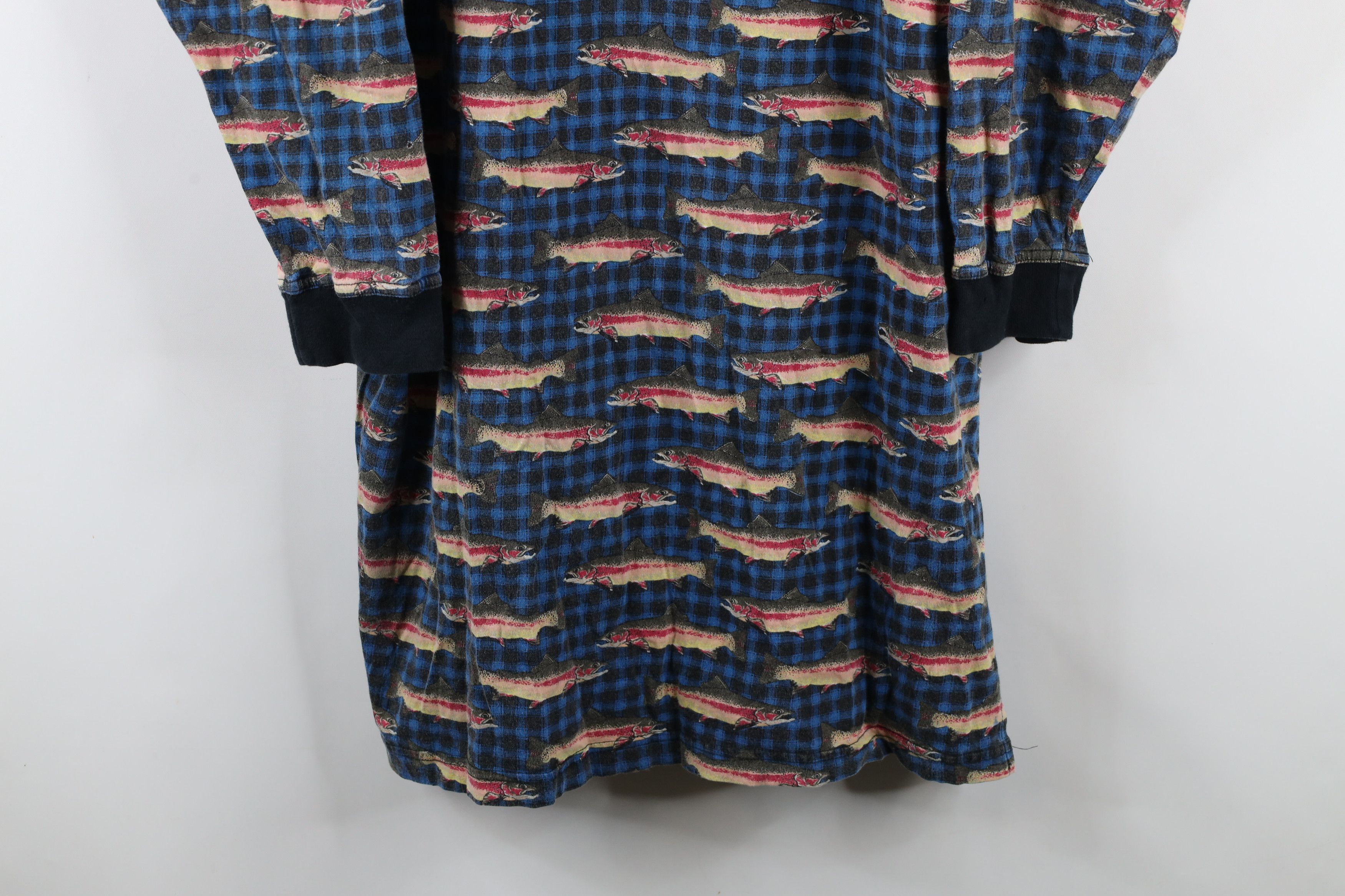 Vintage Vintage 90s Streetwear All Over Print Collared Sleep Shirt Size US M / EU 48-50 / 2 - 4 Thumbnail