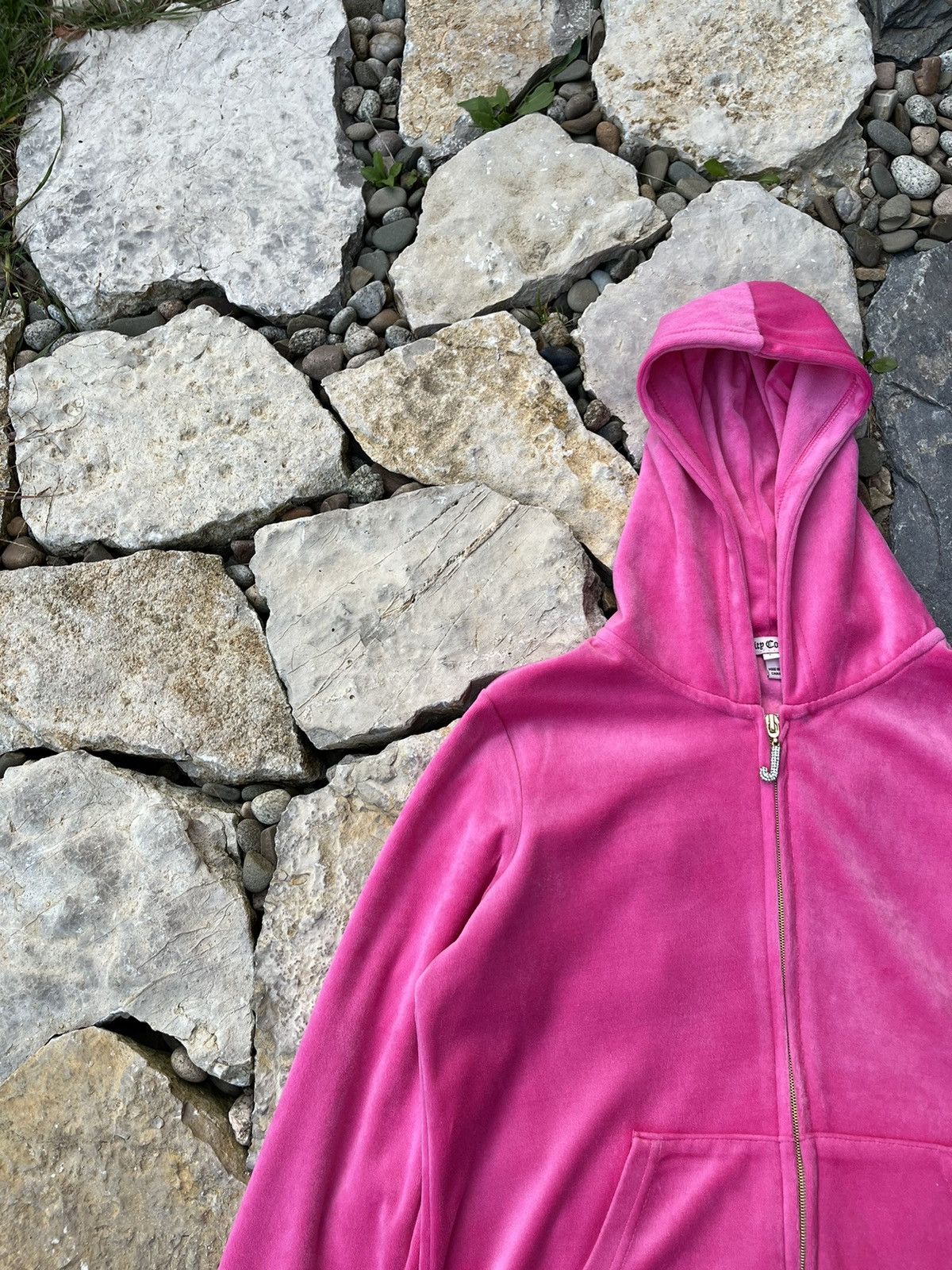 Juicy Couture × Vintage Vintage Juicy Couture y2k velvet zip hoodie basic sweatshirt Size L / US 10 / IT 46 - 4 Thumbnail