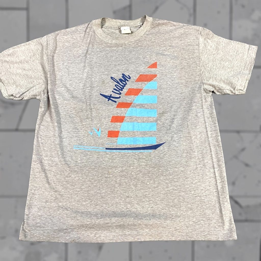 Vintage VINTAGE American Vintage Lake Erie Ohio Avalon T-shirt Unisex Adults Short Sleeve Crew Neck Gray M 80s USA Made Cotton Blend Shirt Mens Size US M / EU 48-50 / 2 - 1 Thumbnail