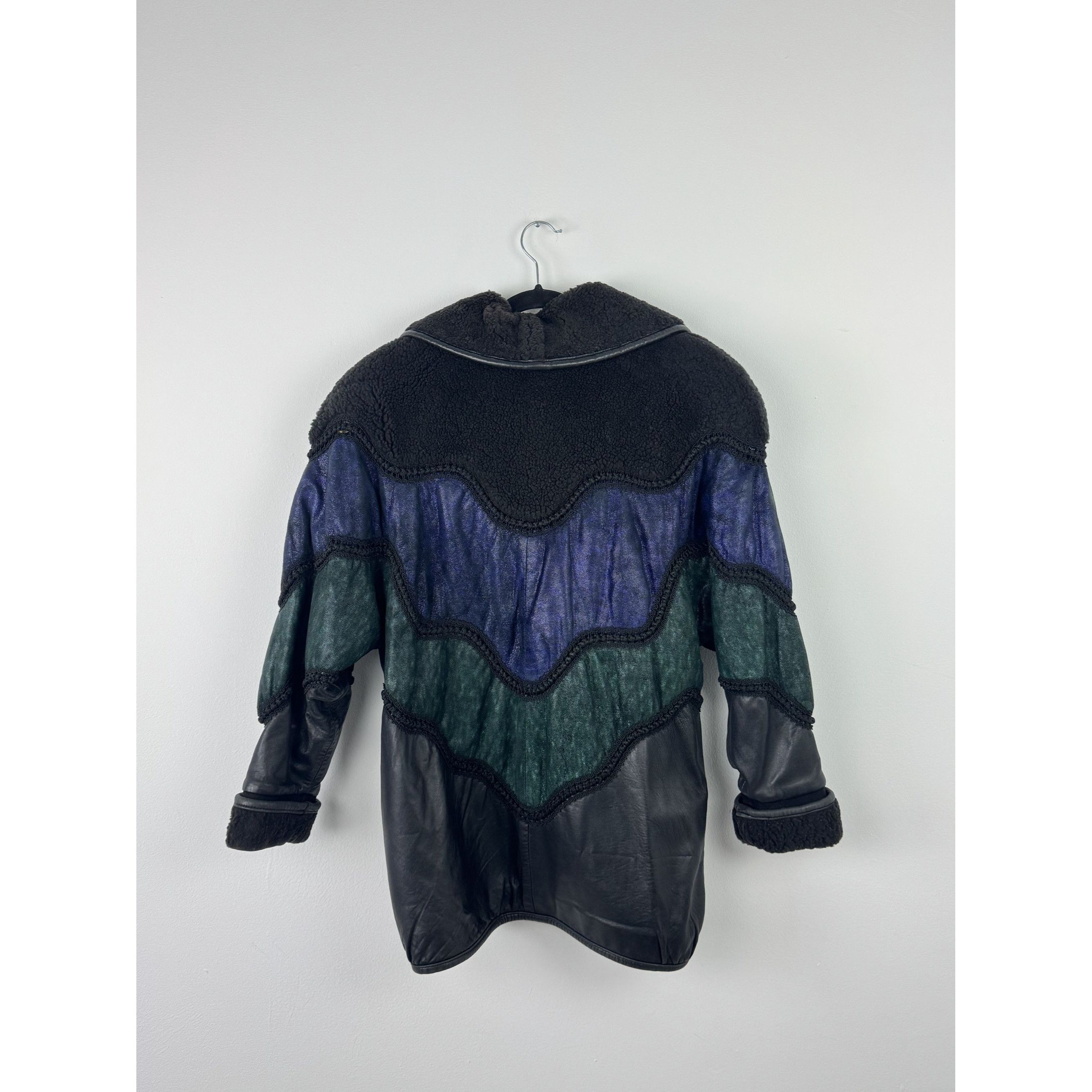 Other Rare Vintage Norma Patchwork Purple & Blue Winter Leather Co Size L / US 10 / IT 46 - 3 Thumbnail