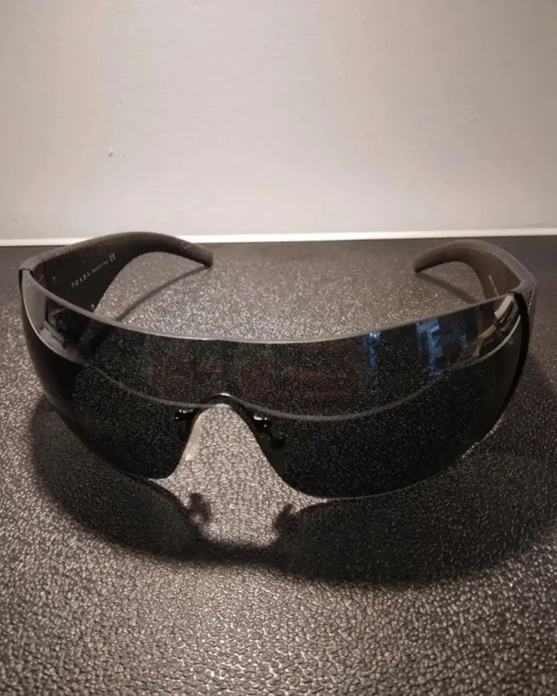 Prada × Vintage PRADA Sunglasses Rectangle Wrap Shield Sport Flame Star Size ONE SIZE - 3 Thumbnail
