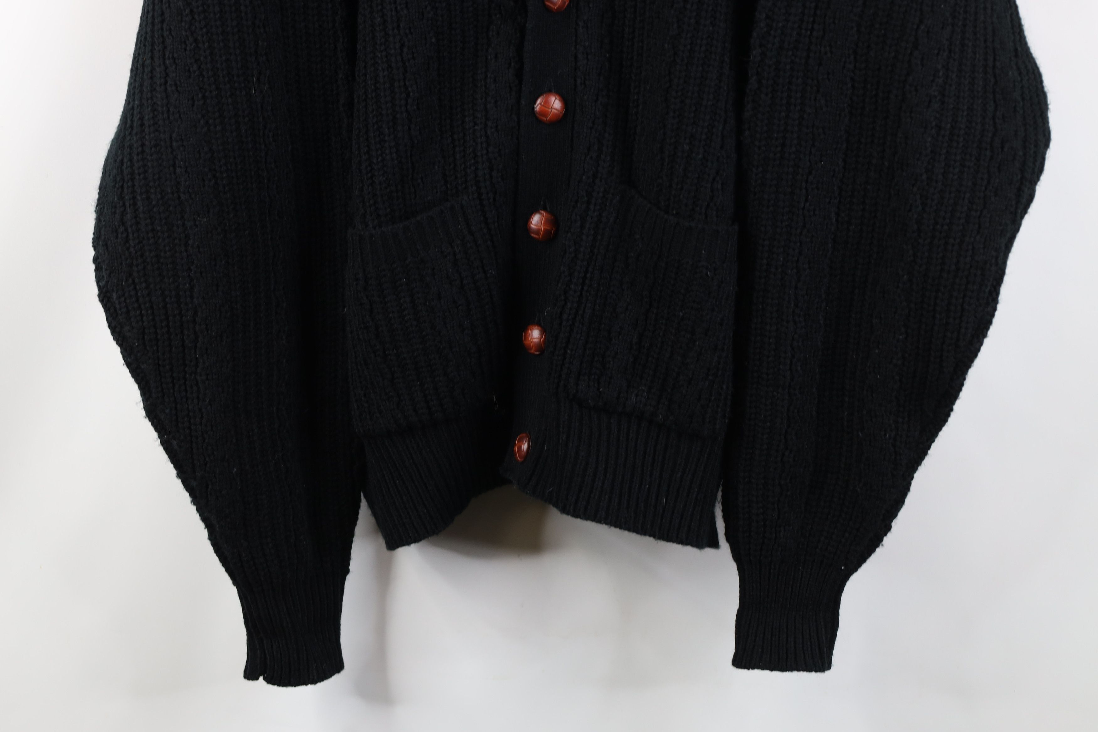Vintage Vintage 90s Streetwear Ribbed Knit Cardigan Sweater Black Size US XL / EU 56 / 4 - 3 Thumbnail