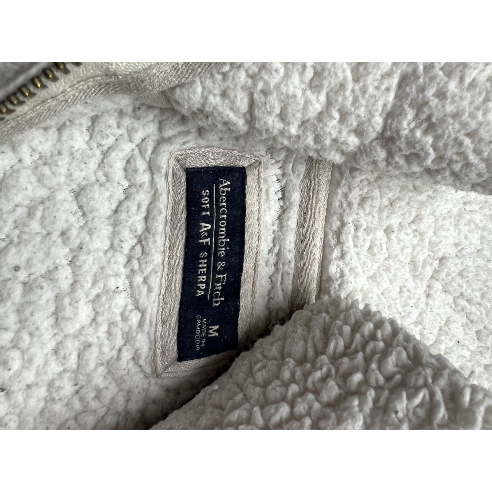 Abercrombie & Fitch VINTAGE Abercrombie & Fitch Womens Medium White Sherpa Nylon Full Zip Fleece Jacket Size M / US 6-8 / IT 42-44 - 6 Thumbnail