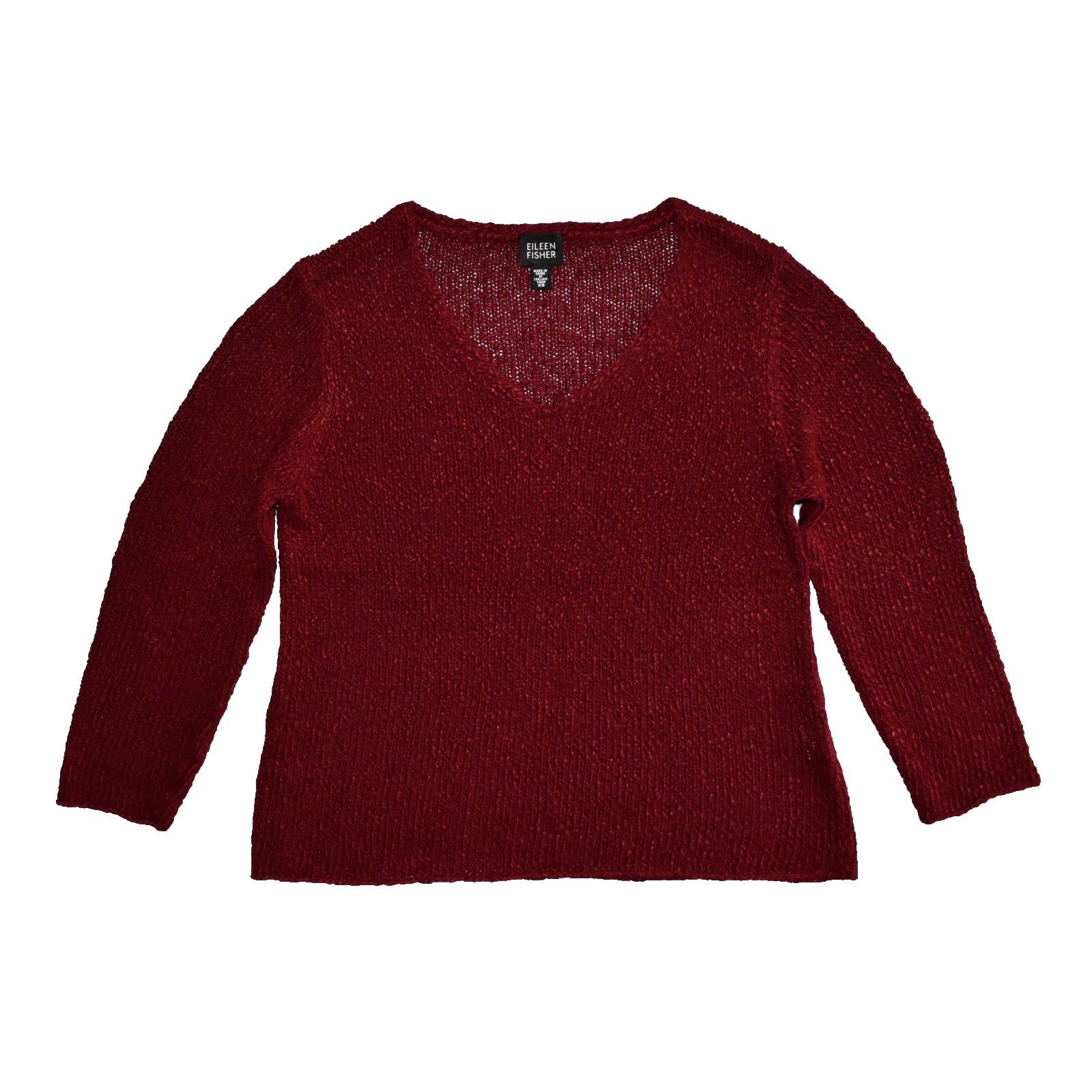 Eileen Fisher EILEEN FISHER Cranberry Viscose Linen Knit Sweater Size XS Size XS / US 0-2 / IT 36-38 - 3 Thumbnail