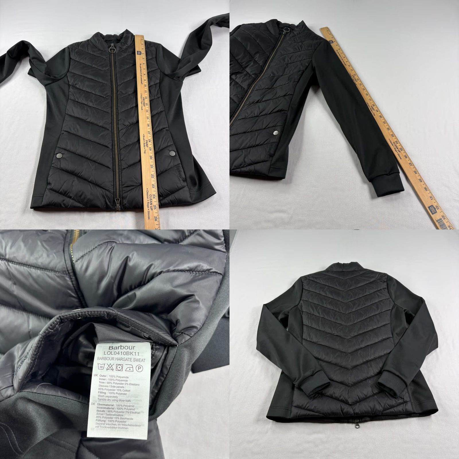 Barbour VINTAGE Barbour Jacket Womens Size 6 Black Quilted Hargate Sweat Full Zip Coat Size M / US 6-8 / IT 42-44 - 8 Thumbnail