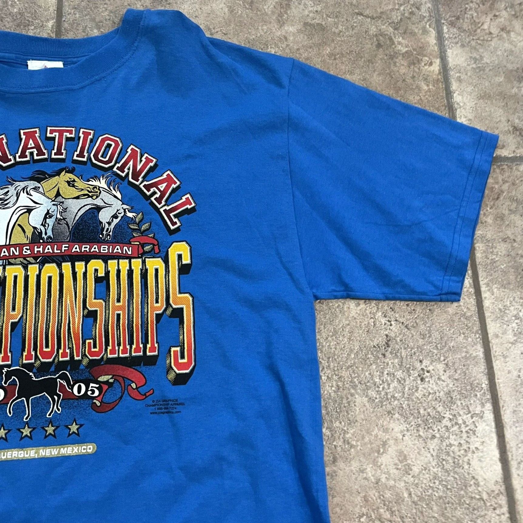 Vintage Zia Graphics Horse Racing 2005 Championship 100% Cotton Blue Mens XL T-Shirt Size US XL / EU 56 / 4 - 2 Thumbnail