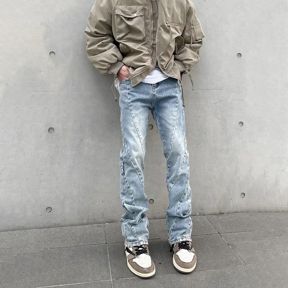 Skinny Jeans Men Streetwear Autumn Blue Slim Trousers Y2k