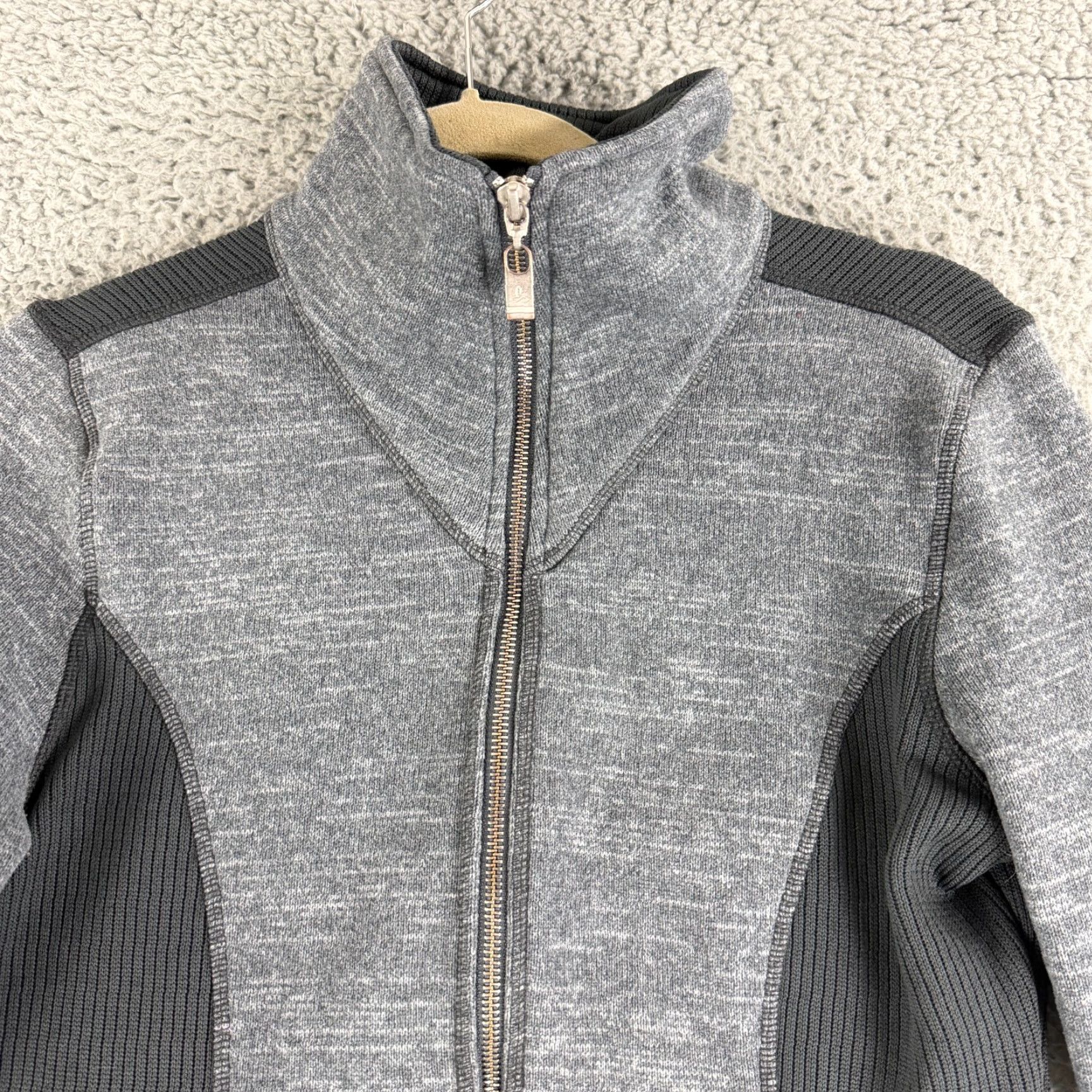 Prana prAna Tobi Ribbed High-Neck Full Zip Jacket Womens Large Gray Long Sleeve Gym Size L / US 10 / IT 46 - 2 Thumbnail