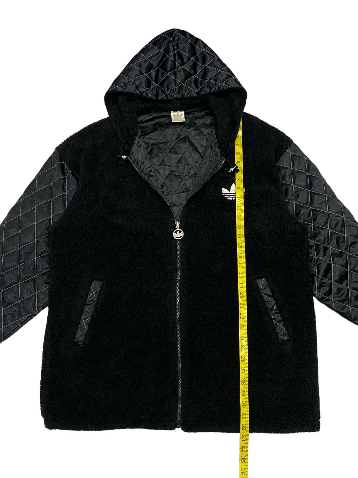 Adidas × Descente × Vintage Vintage 90s Adidas Trefoil Big Logo Pile Fleece Hoodie Size US L / EU 52-54 / 3 - 6 Thumbnail