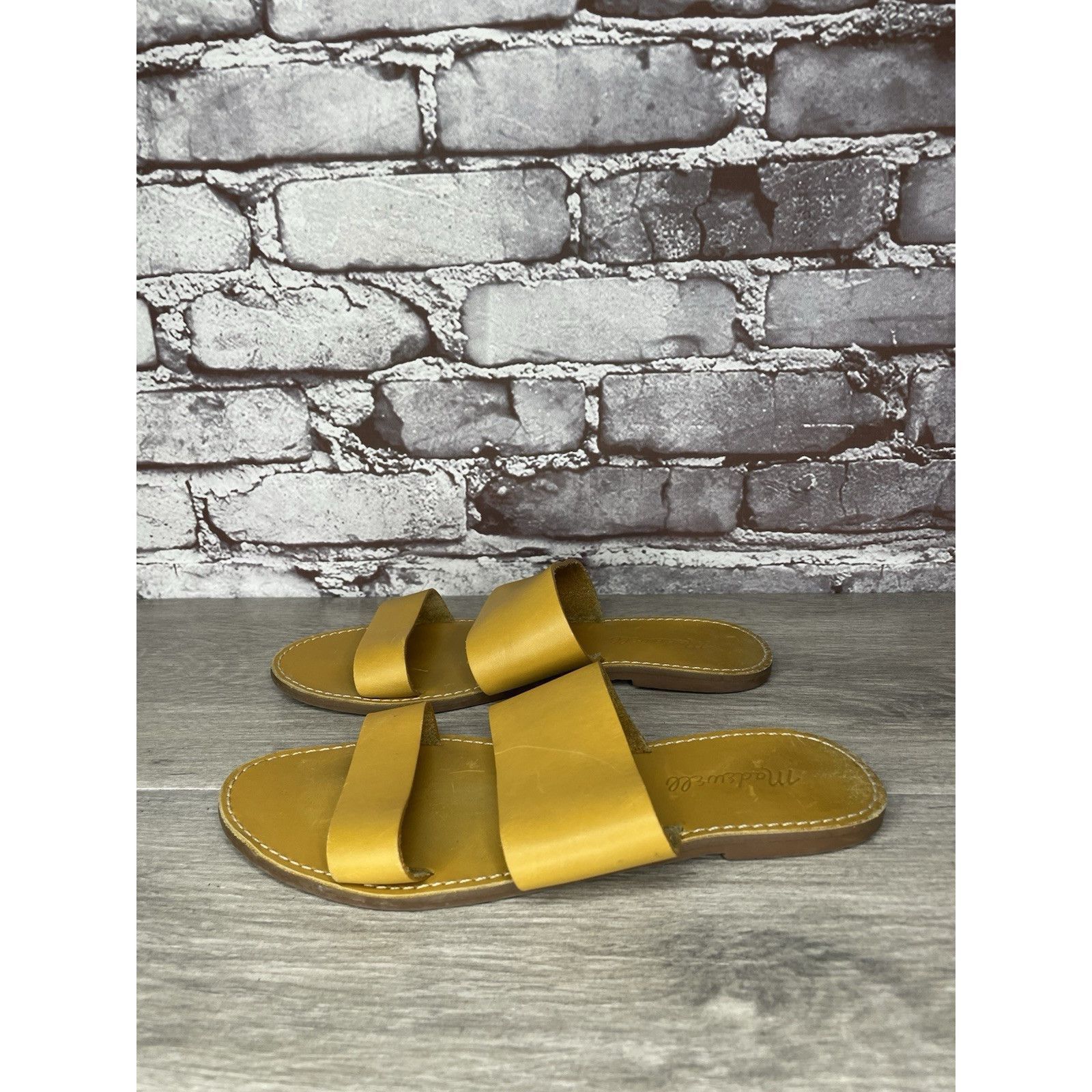 Madewell Madewell Yellow Tan Double Strap Leather Flat Sandals Women’ Size US 7.5 / IT 37.5 - 2 Thumbnail