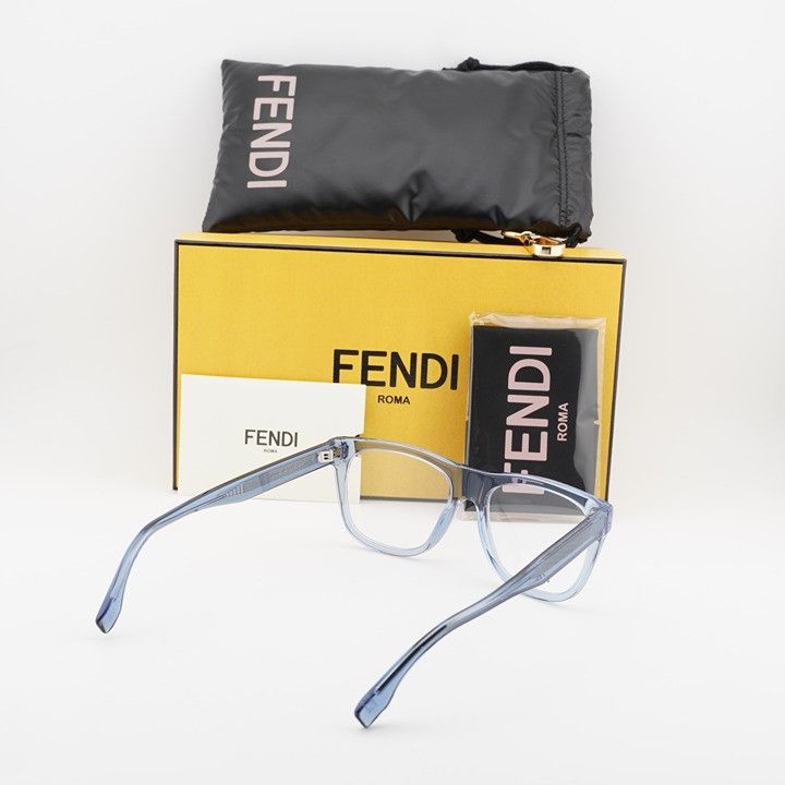 Fendi Fendi FE50070I 090 Eyeglasses Blue 54mm Square Frame Size ONE SIZE - 8 Thumbnail