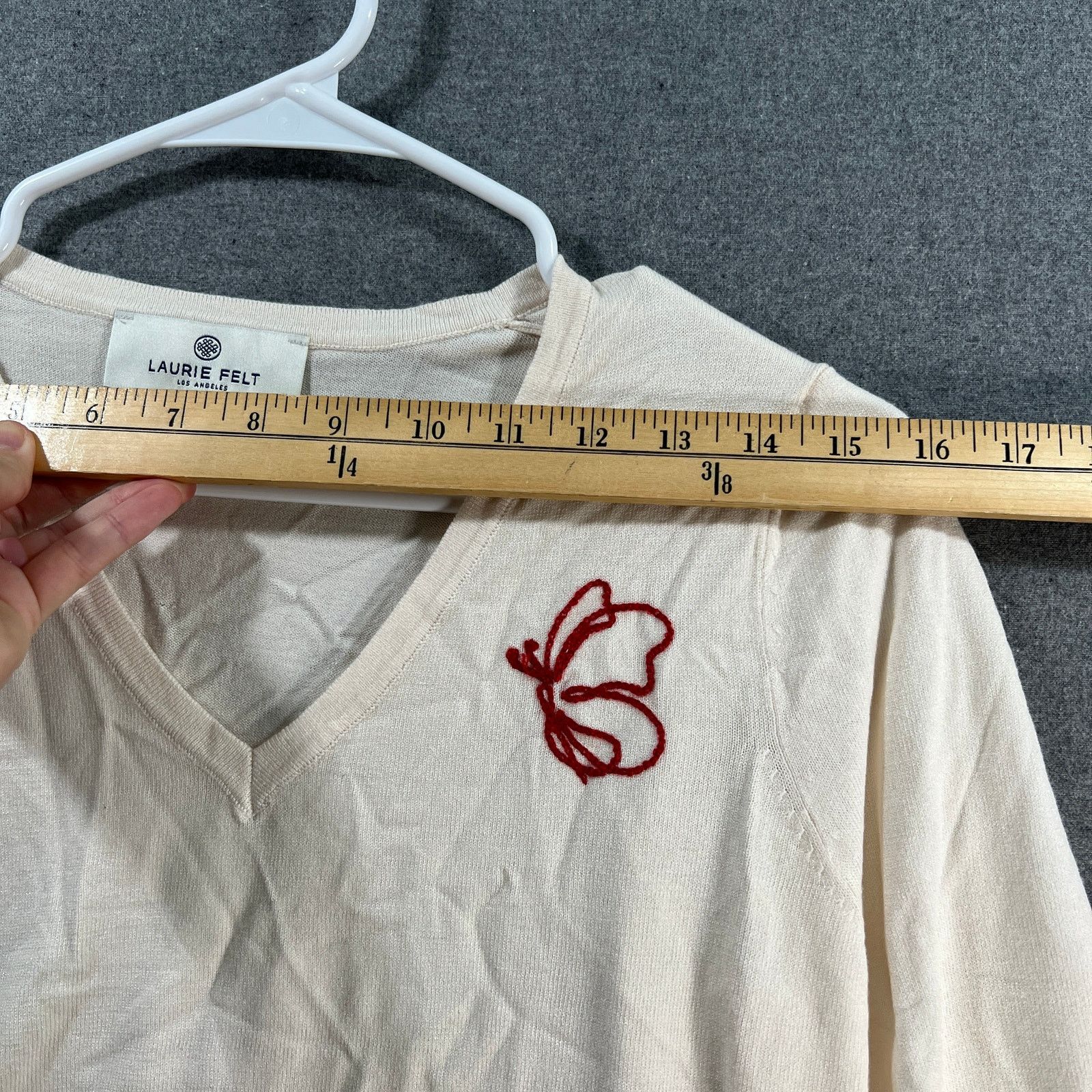 Other Laurie Felt 3/4 Sleeve Susater w/ Butterfly Embroider Size XS / US 0-2 / IT 36-38 - 8 Thumbnail