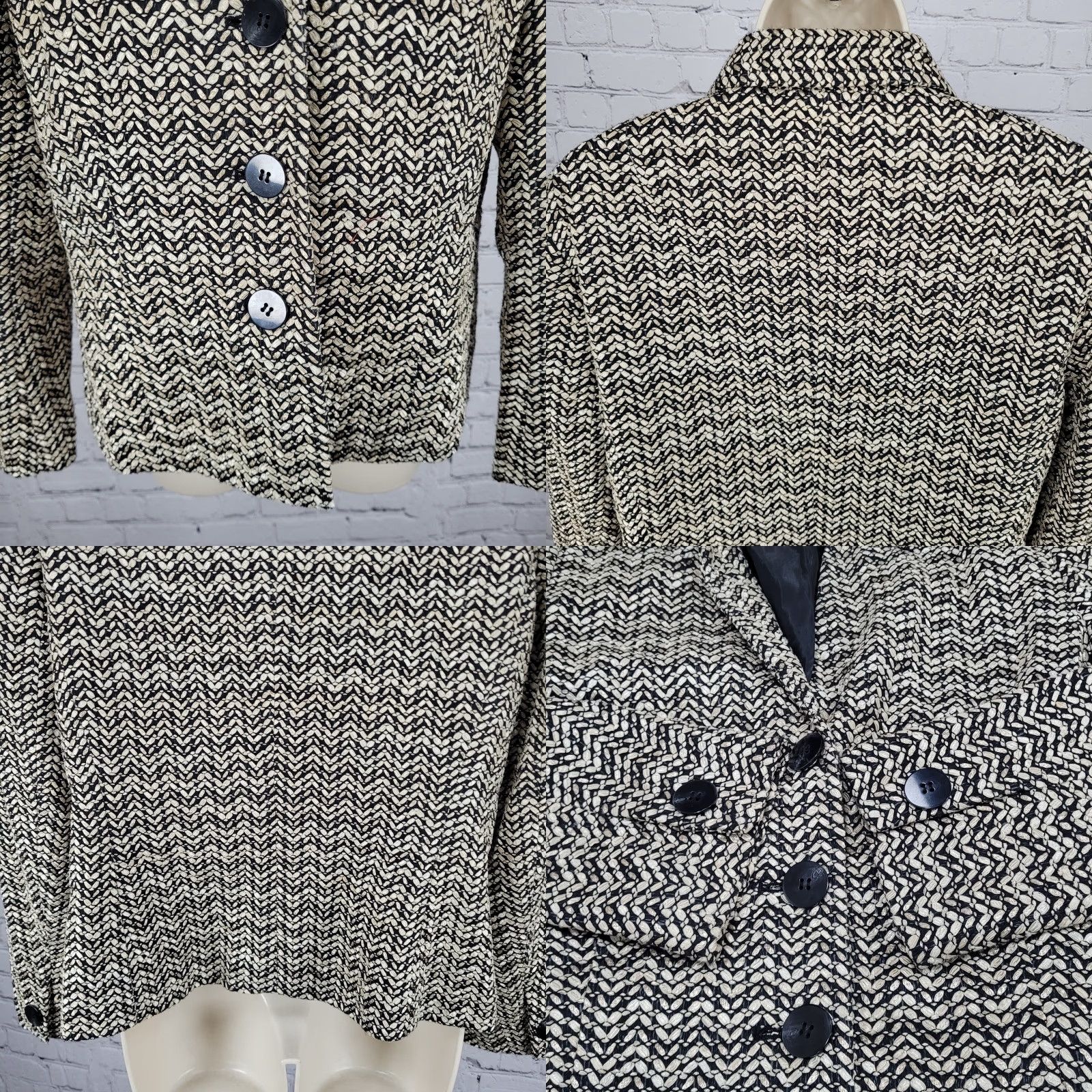 Talbots Talbots Jacket 14P Beige Black Textured Buttoned Collared Lined Long Sleeve Size XL / US 12-14 / IT 48-50 - 8 Thumbnail