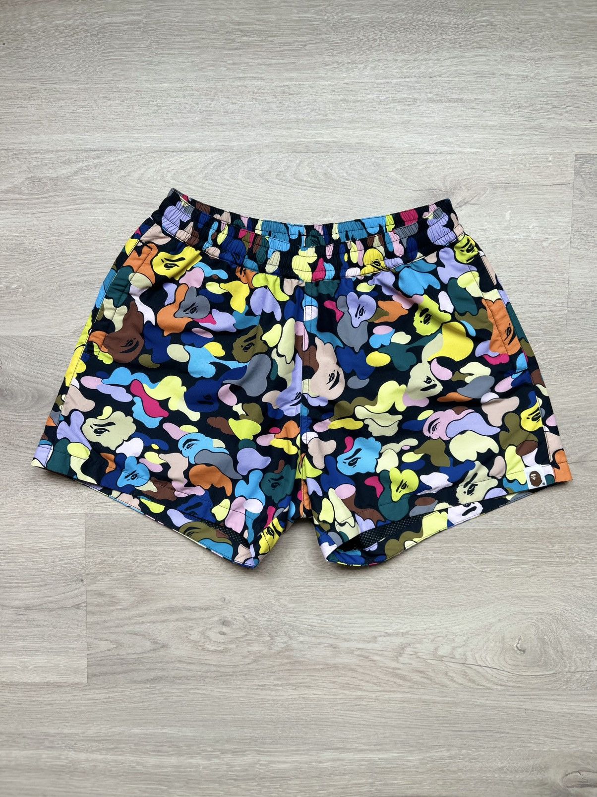 A Bathing Ape Multicolor Camouflage Sweats Swim Shorts [XS]