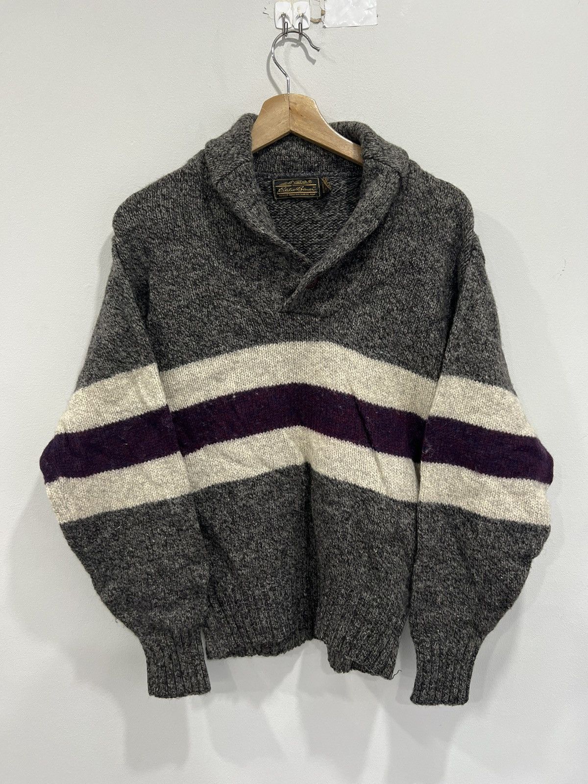 Eddie Bauer Vintage Eddie Bauer Knit Sweater Shawl Collar striped Size US S / EU 44-46 / 1 - 1 Thumbnail
