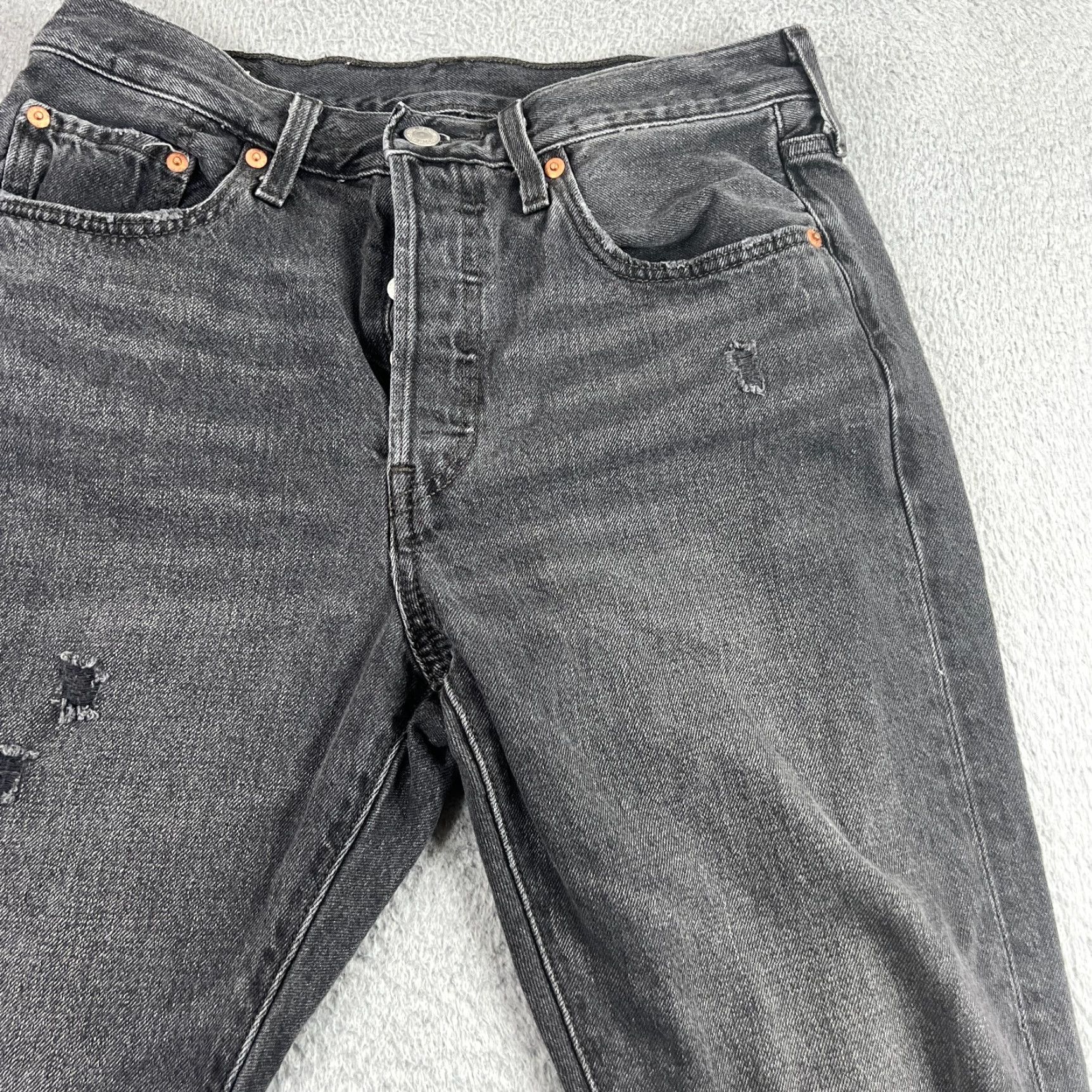 Levi's VINTAGE Levi's 501 Skinny Jeans Womens 30x28 Denim Distressed Black Fade Button Fly 90s Size 30" / US 8 / IT 44 - 4 Thumbnail