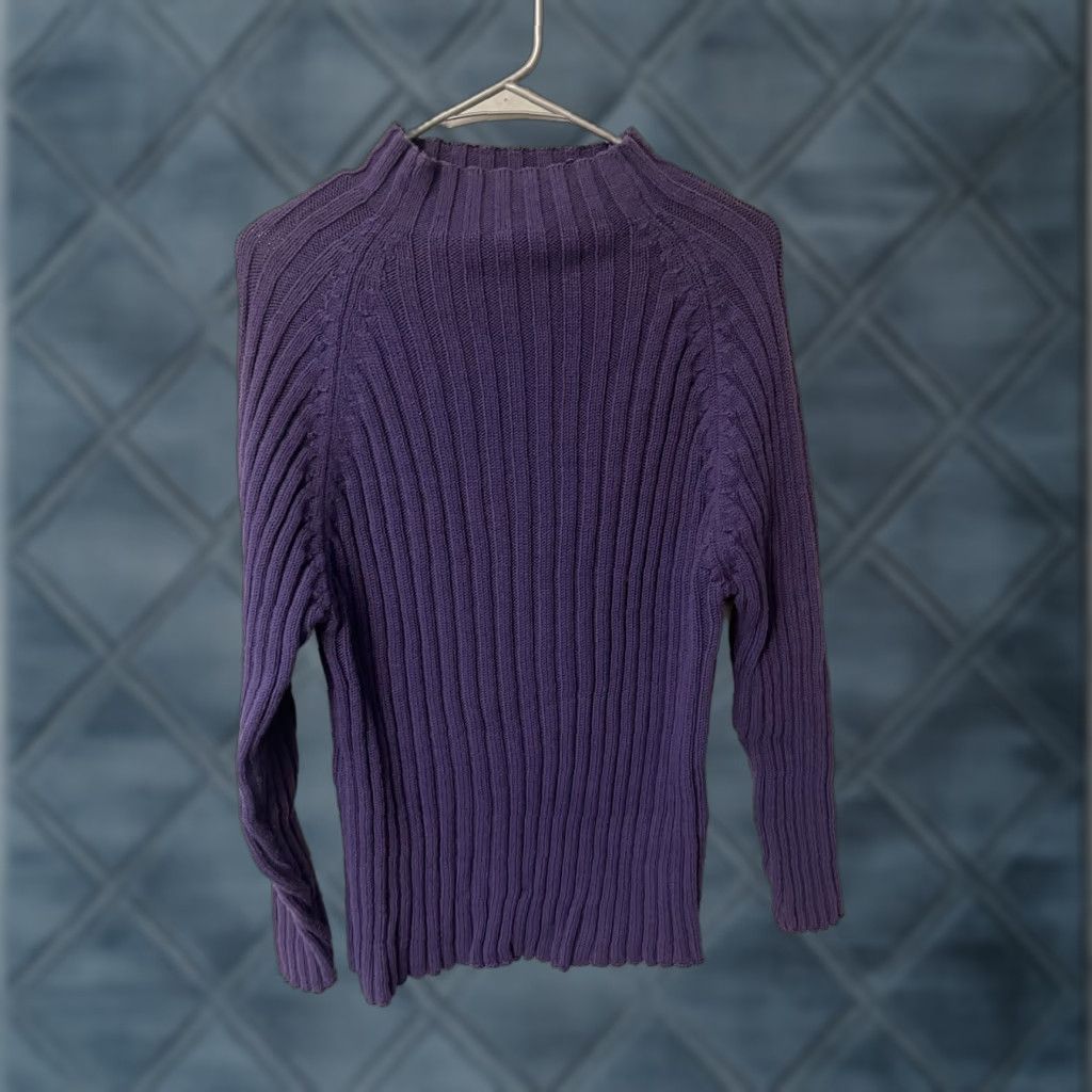 Style & Co VINTAGE Style Co Sweater Wool Cable-Knit Purple 2X Plus Women Pullover Mock Neck Long Sleeve All Seasons Knit Y2K Preppy Size XXL / US 16-18 / IT 52-54 - 1 Thumbnail