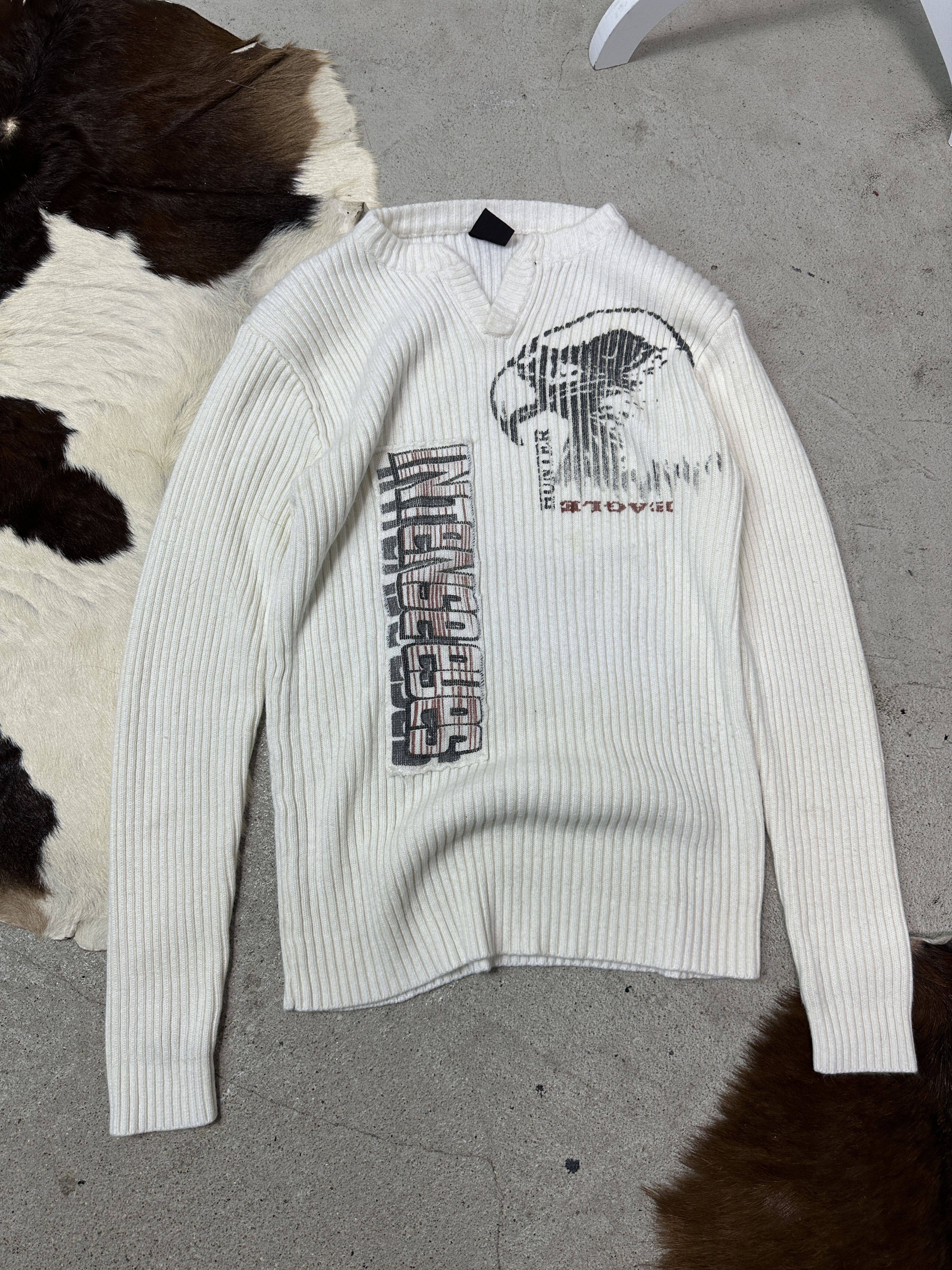 Vintage Vintage Streetwear Skater Ribbed Printed Sweater Y2K Size US L / EU 52-54 / 3 - 2 Thumbnail