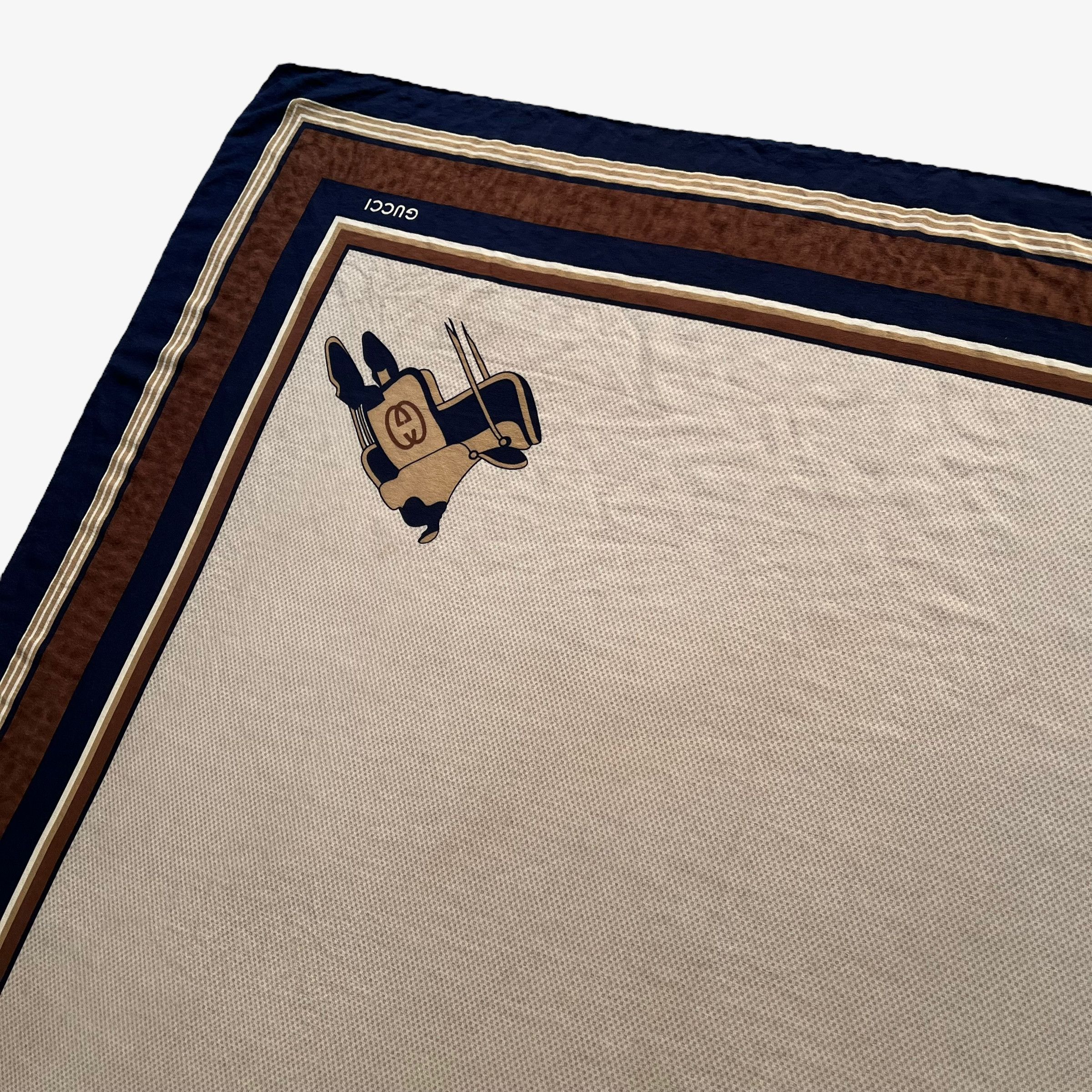 Gucci Vintage Gucci Interlocking GG Equestrian Saddle Silk Scarf Size ONE SIZE - 4 Thumbnail