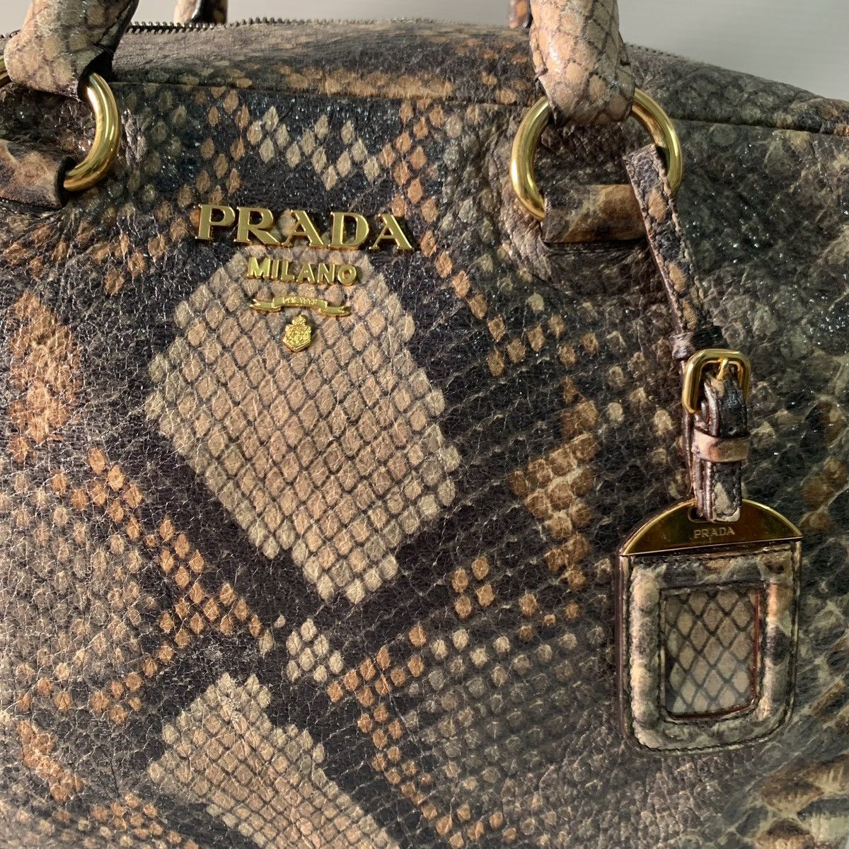Prada Prada Snake Embose Leather Handbag Size ONE SIZE - 2 Thumbnail